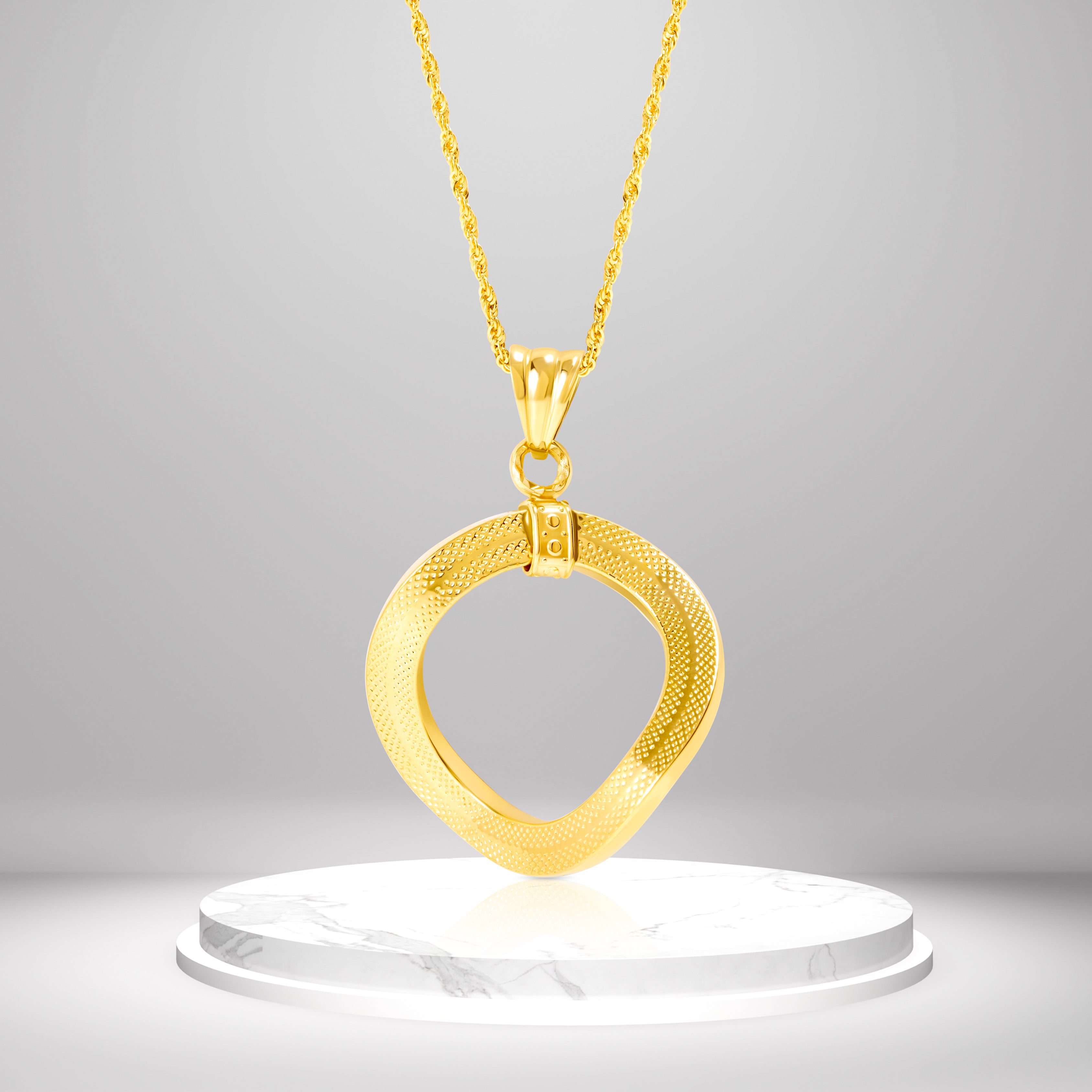 18K Pure Gold Twisted Round Necklace Talagold