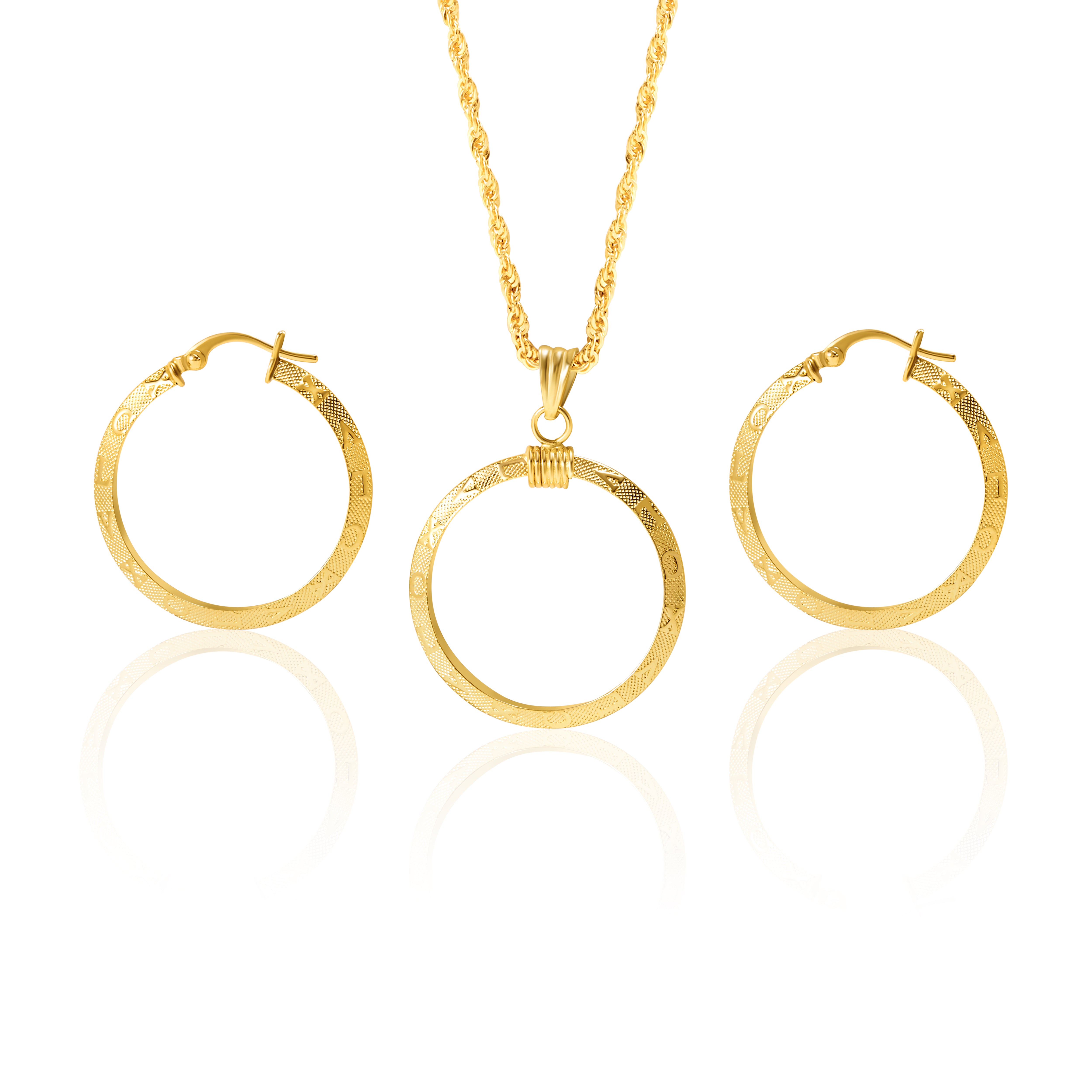 18K Pure Gold Round Jewelry Set Talagold