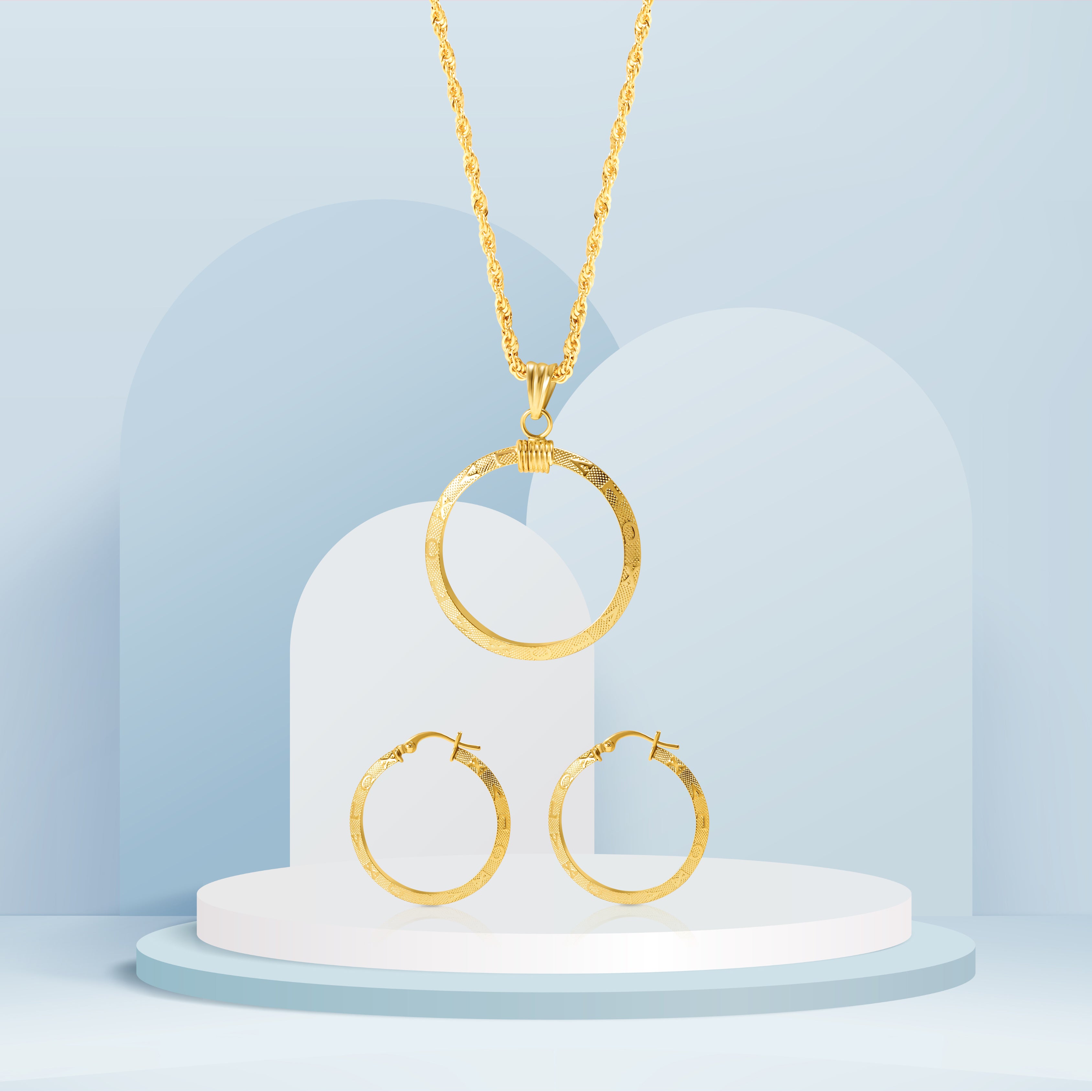 Pure Gold Edge 18K Pure Gold Round Jewelry Set Talagold