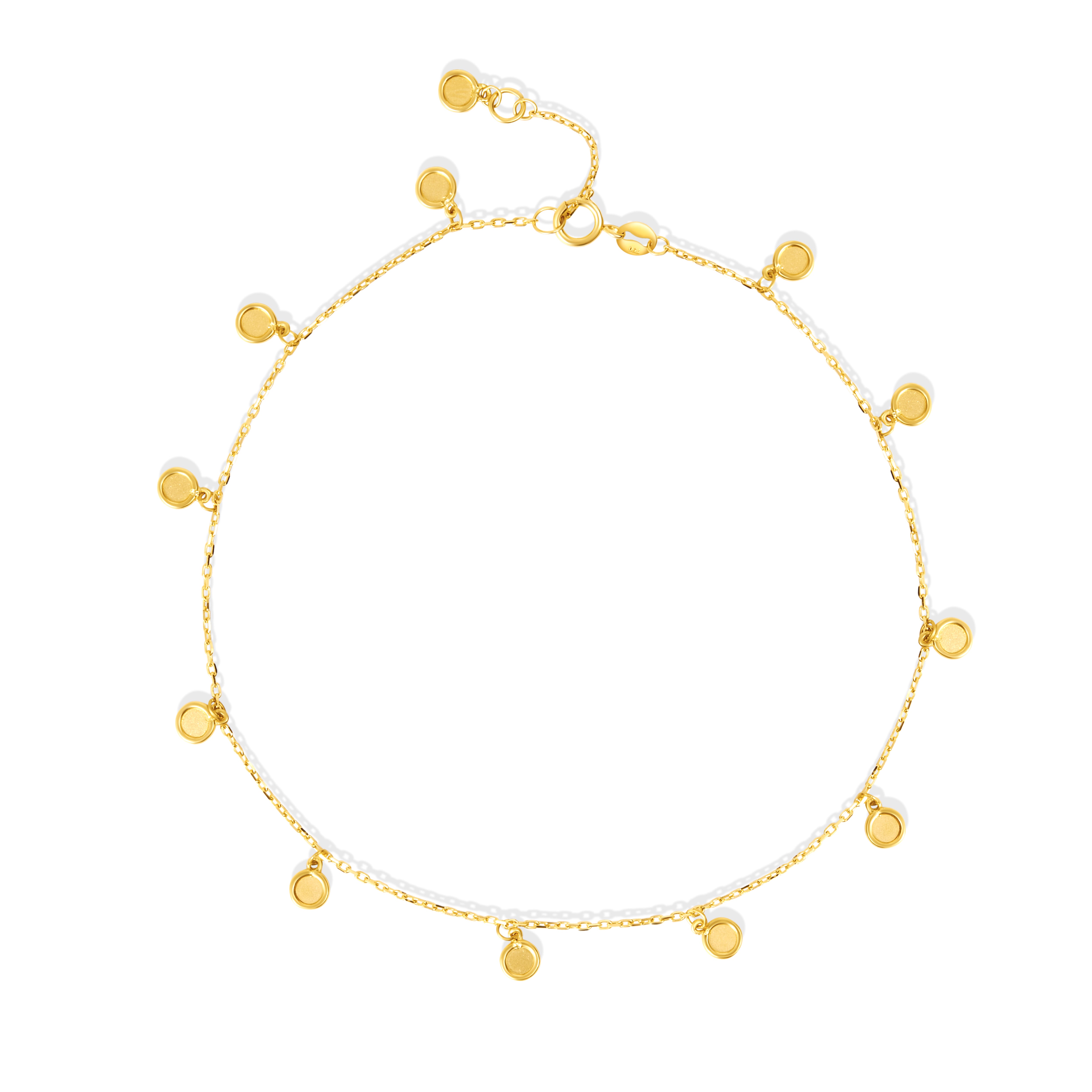 18K Pure Gold Hanging Round Anklet