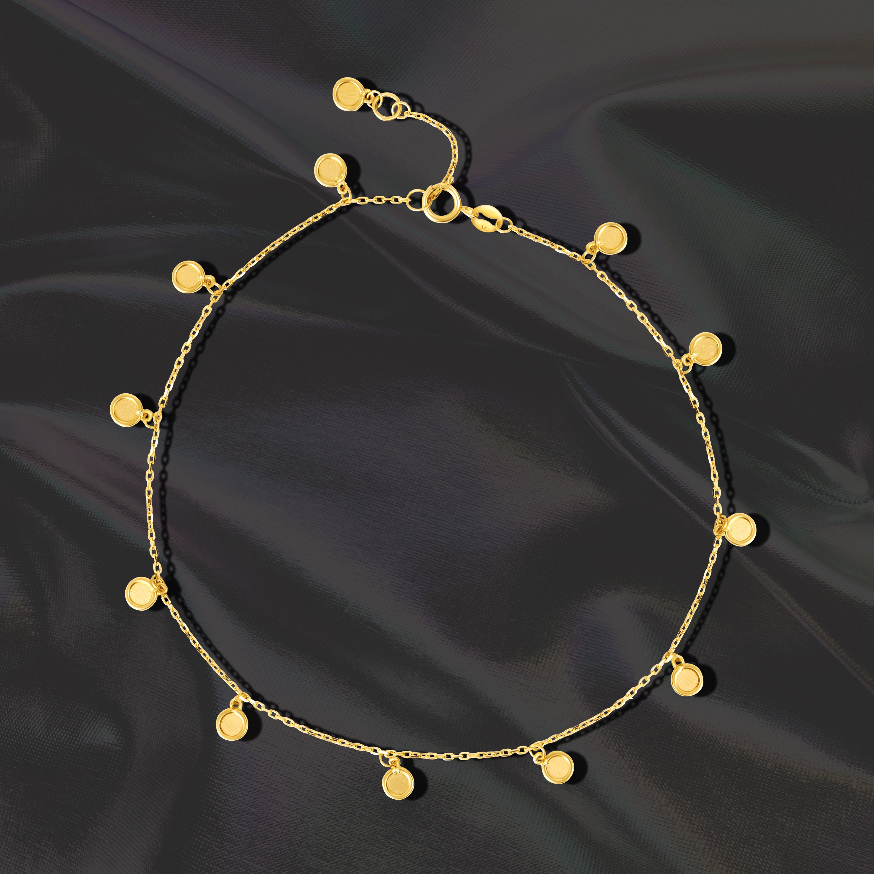 18K Pure Gold Hanging Round Anklet
