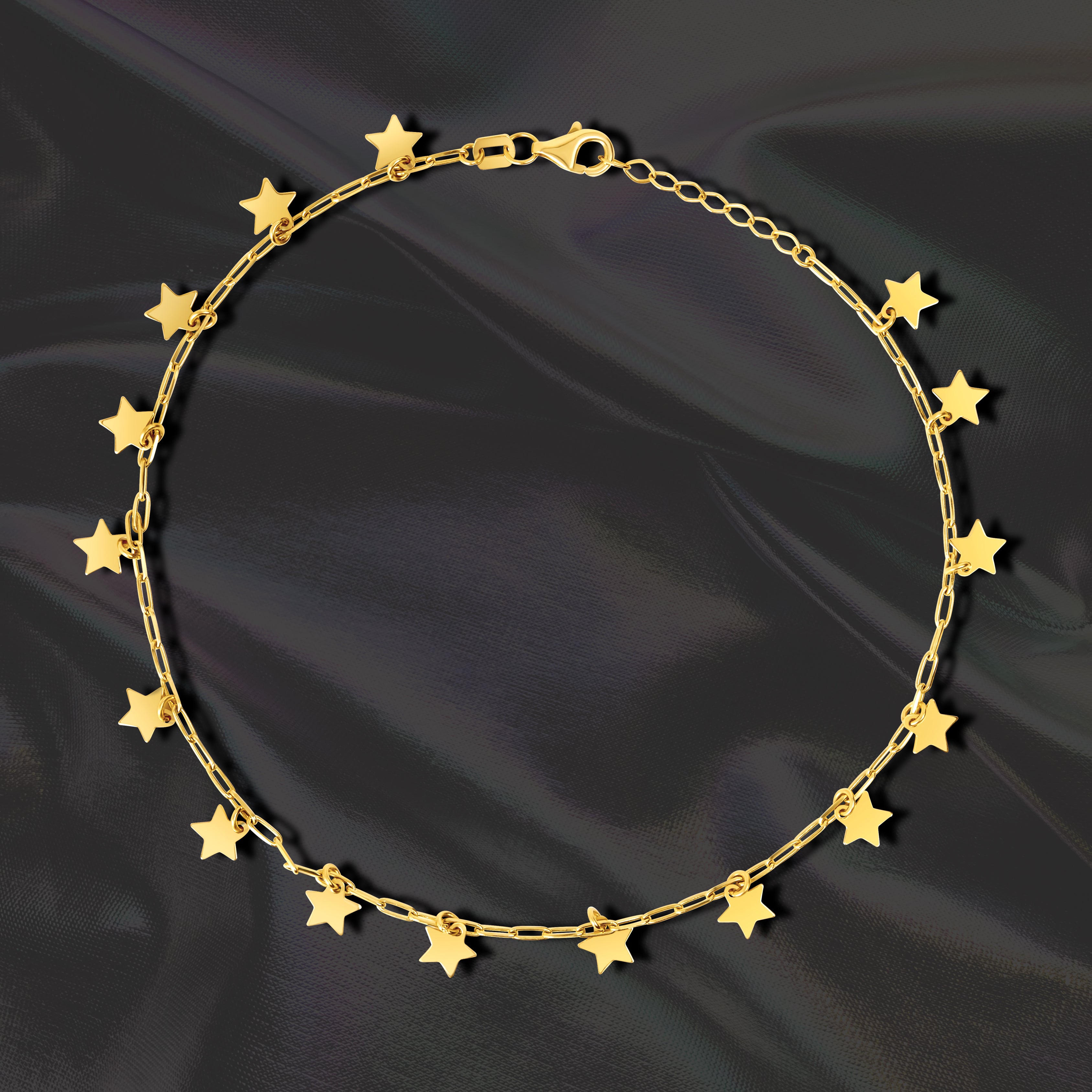 18K Pure Gold Star Anklet Talagold