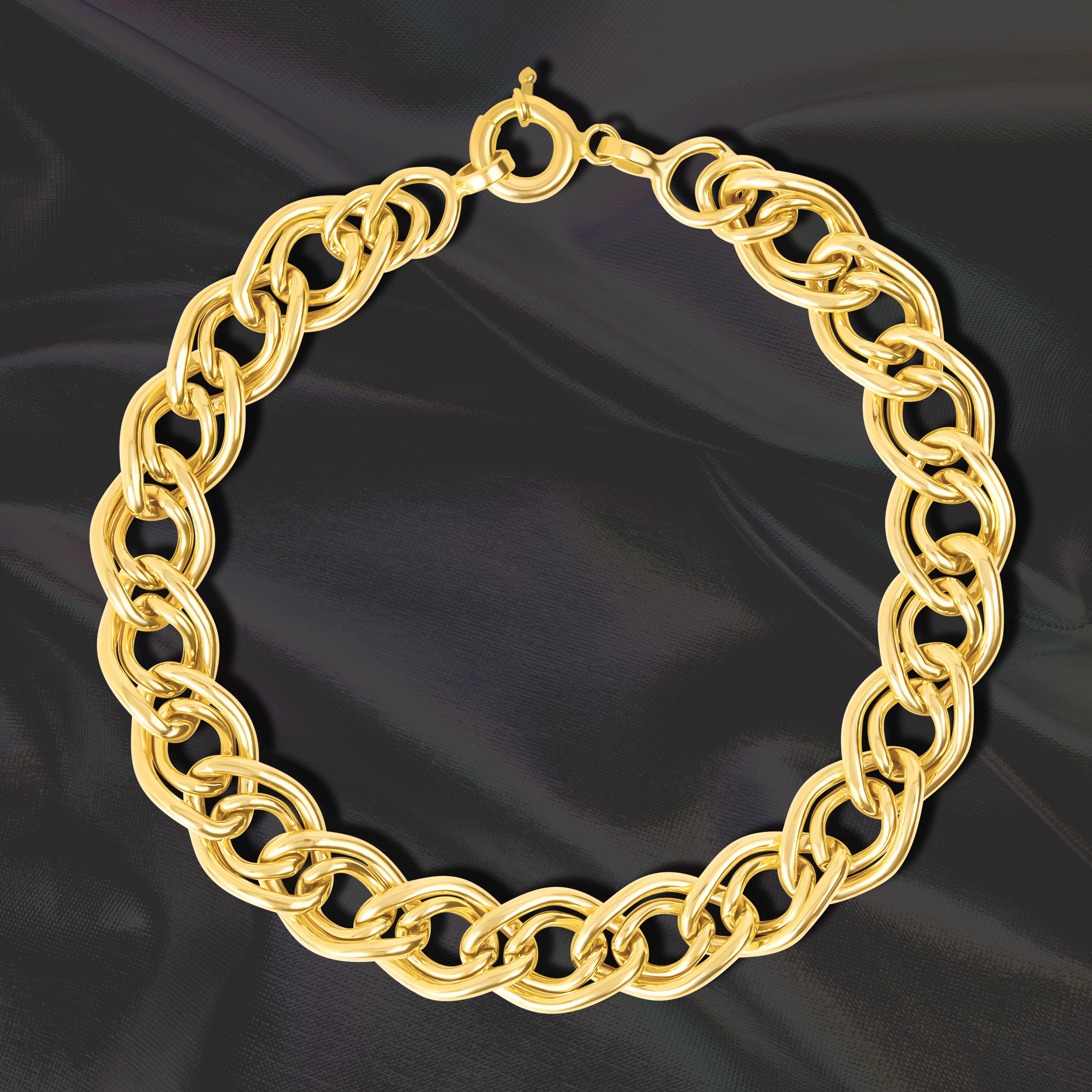 18K Pure Gold Thick Linked Bracelet Talagold