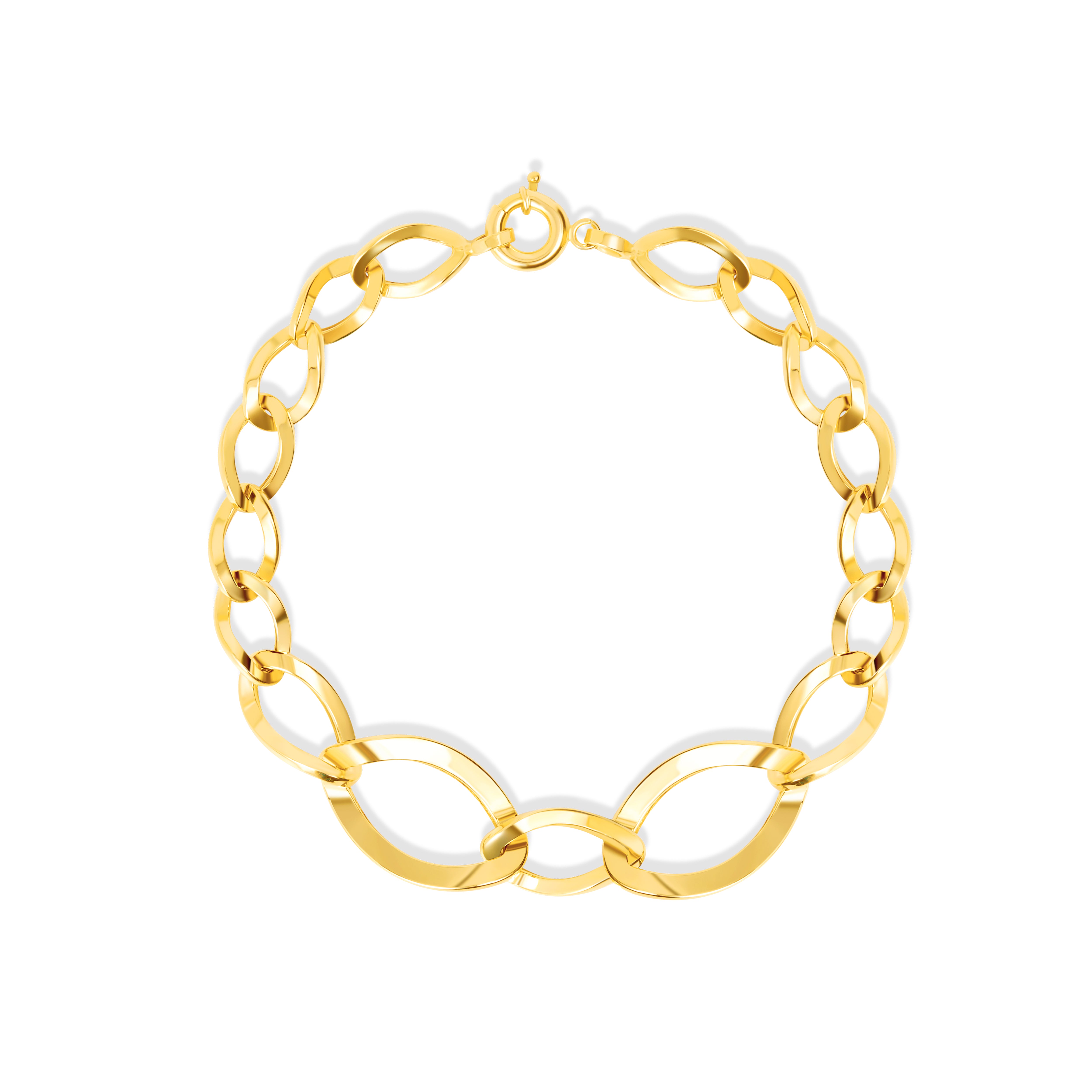 18K Pure Gold Oval Linked Bracelet Talagold