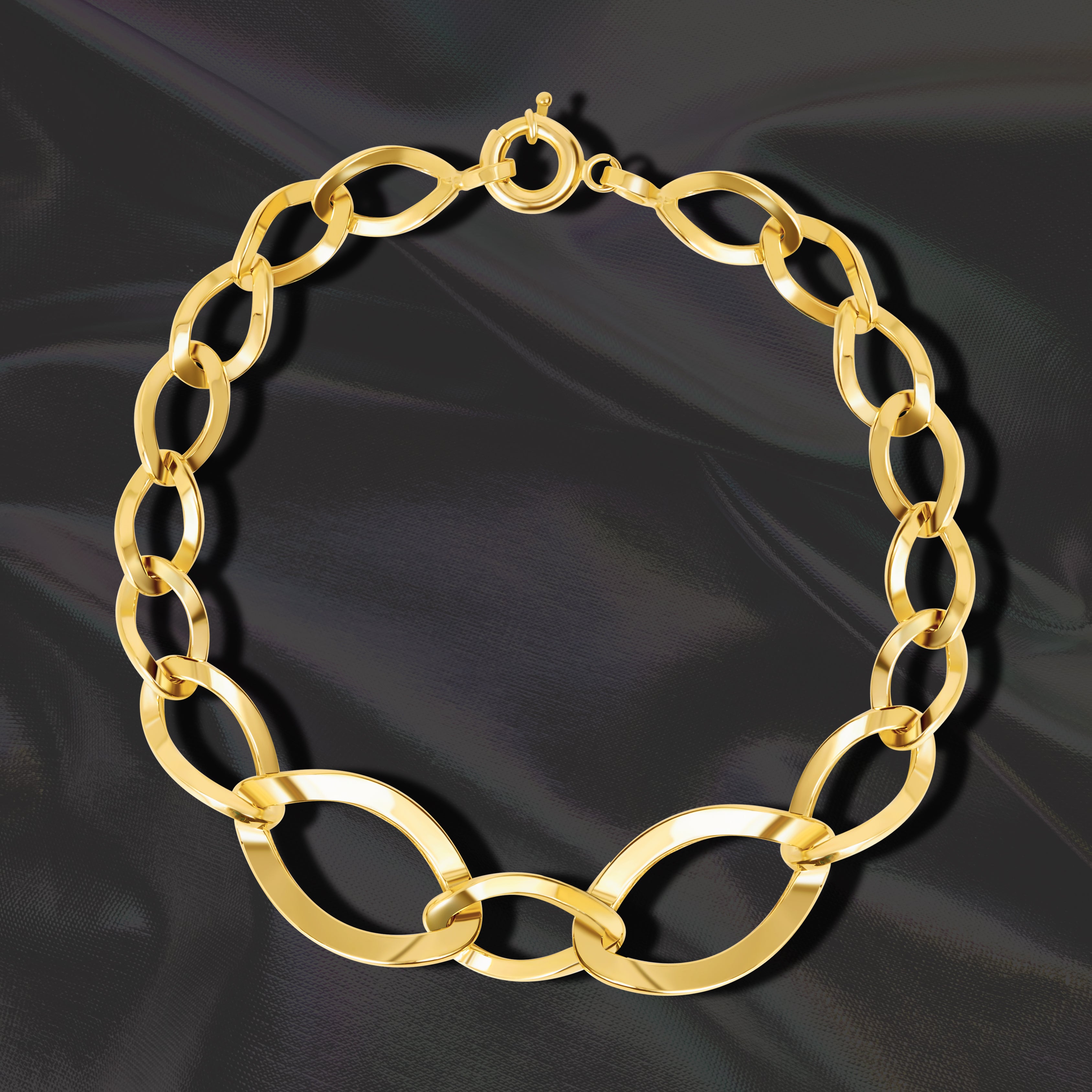 18K Pure Gold Oval Linked Bracelet Talagold