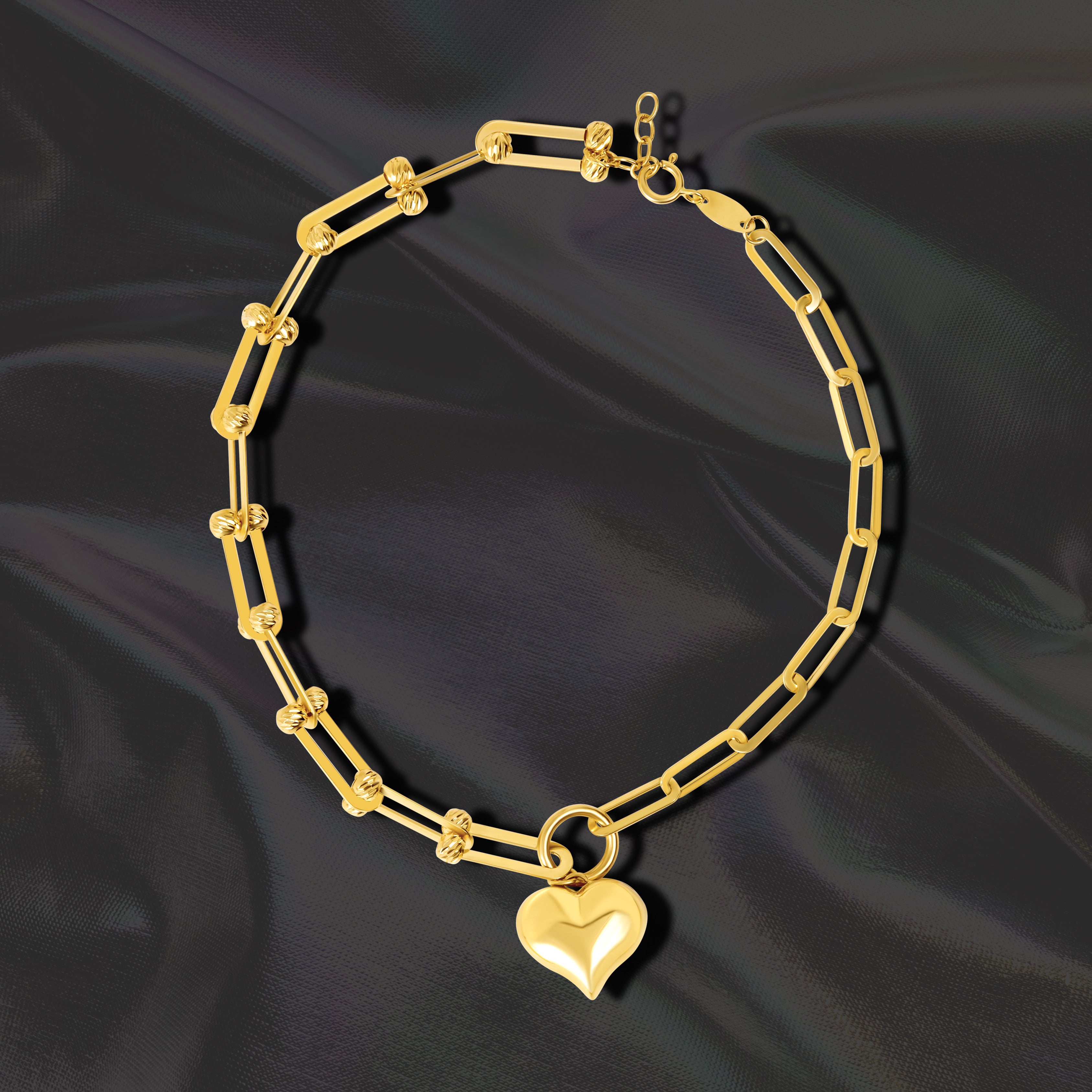 18K Pure Gold U-Linked Heart Bracelet Talagold