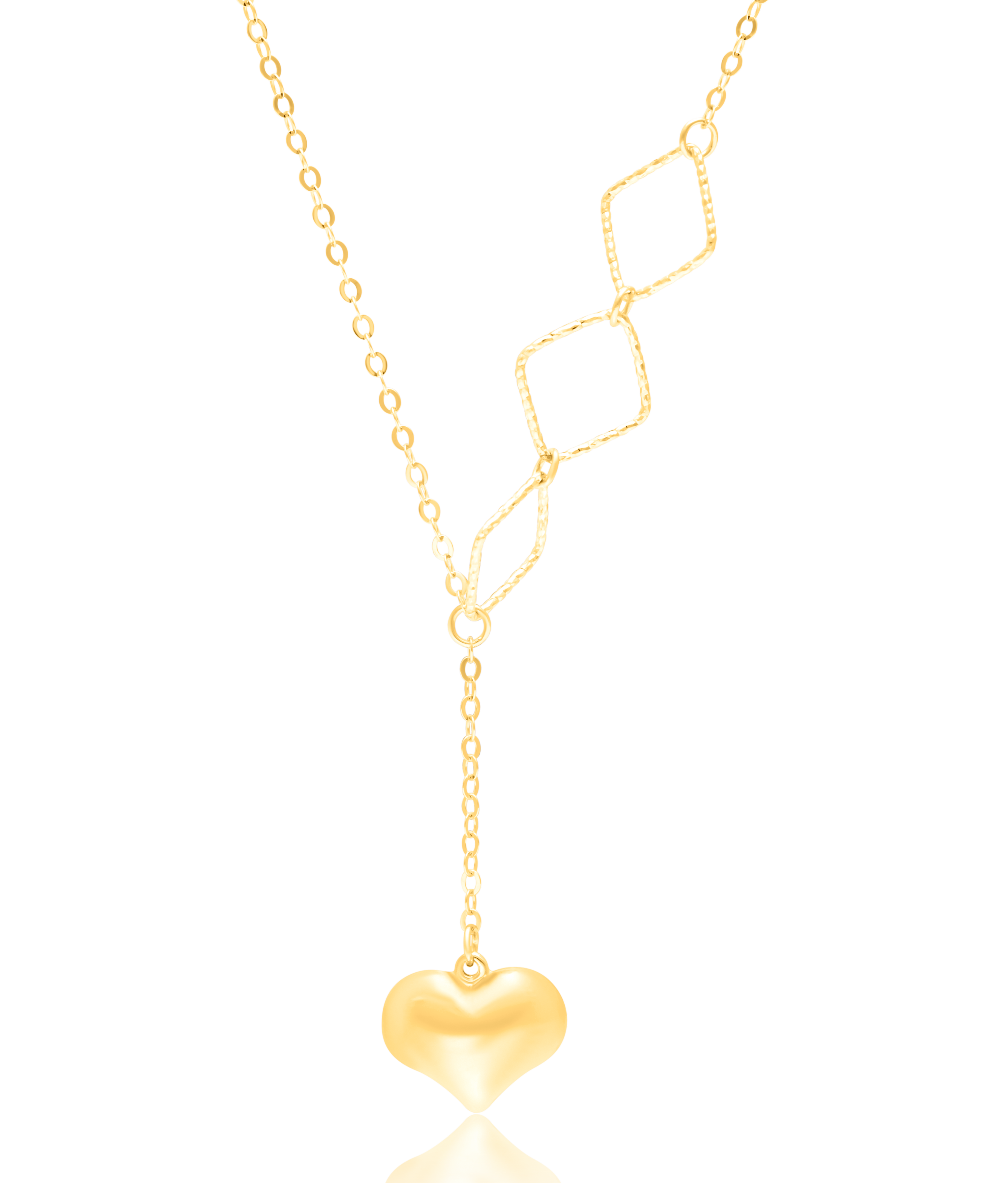 18K Pure Gold Hanging Heart Necklace