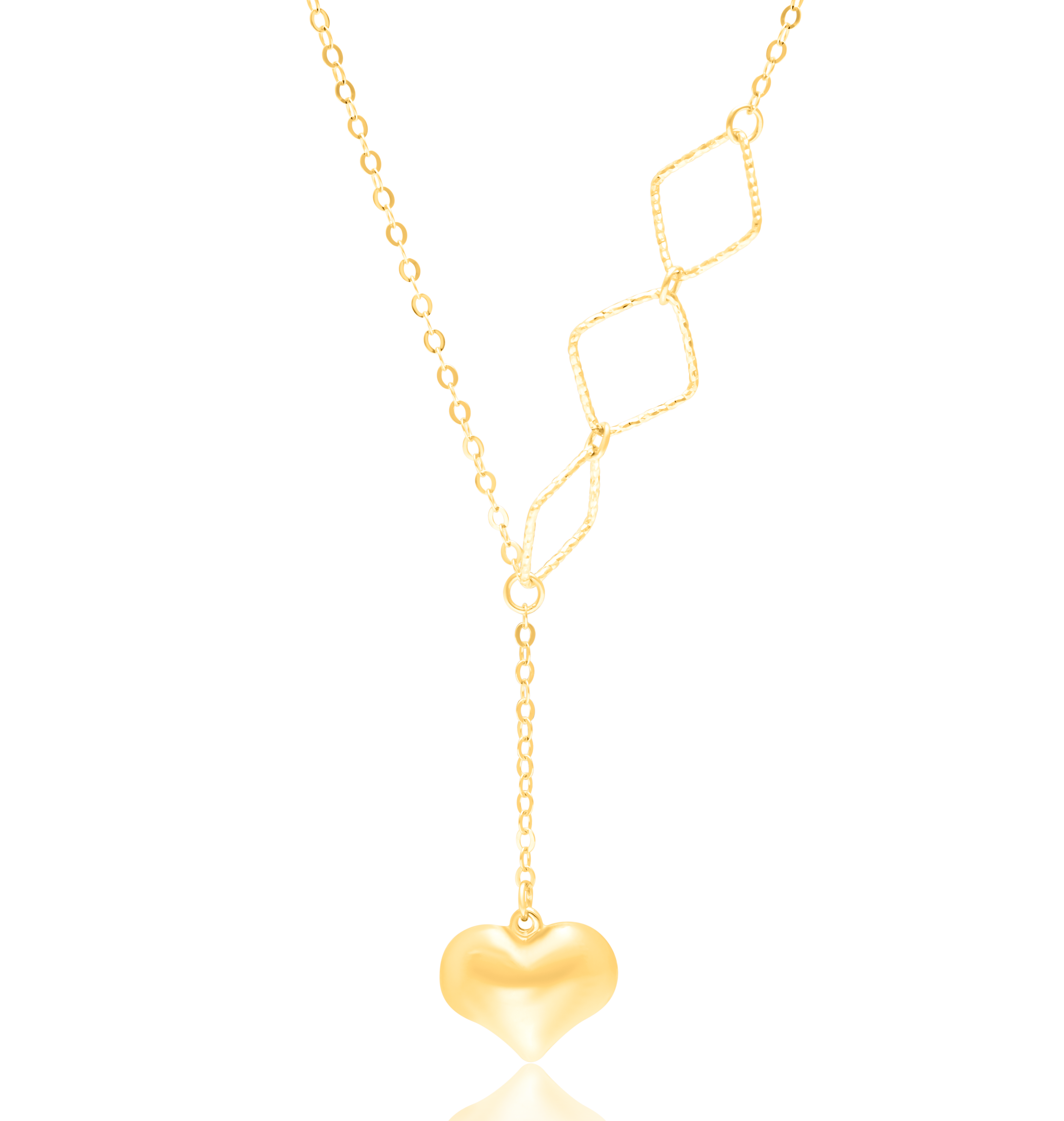 18K Pure Gold Hanging Heart Necklace