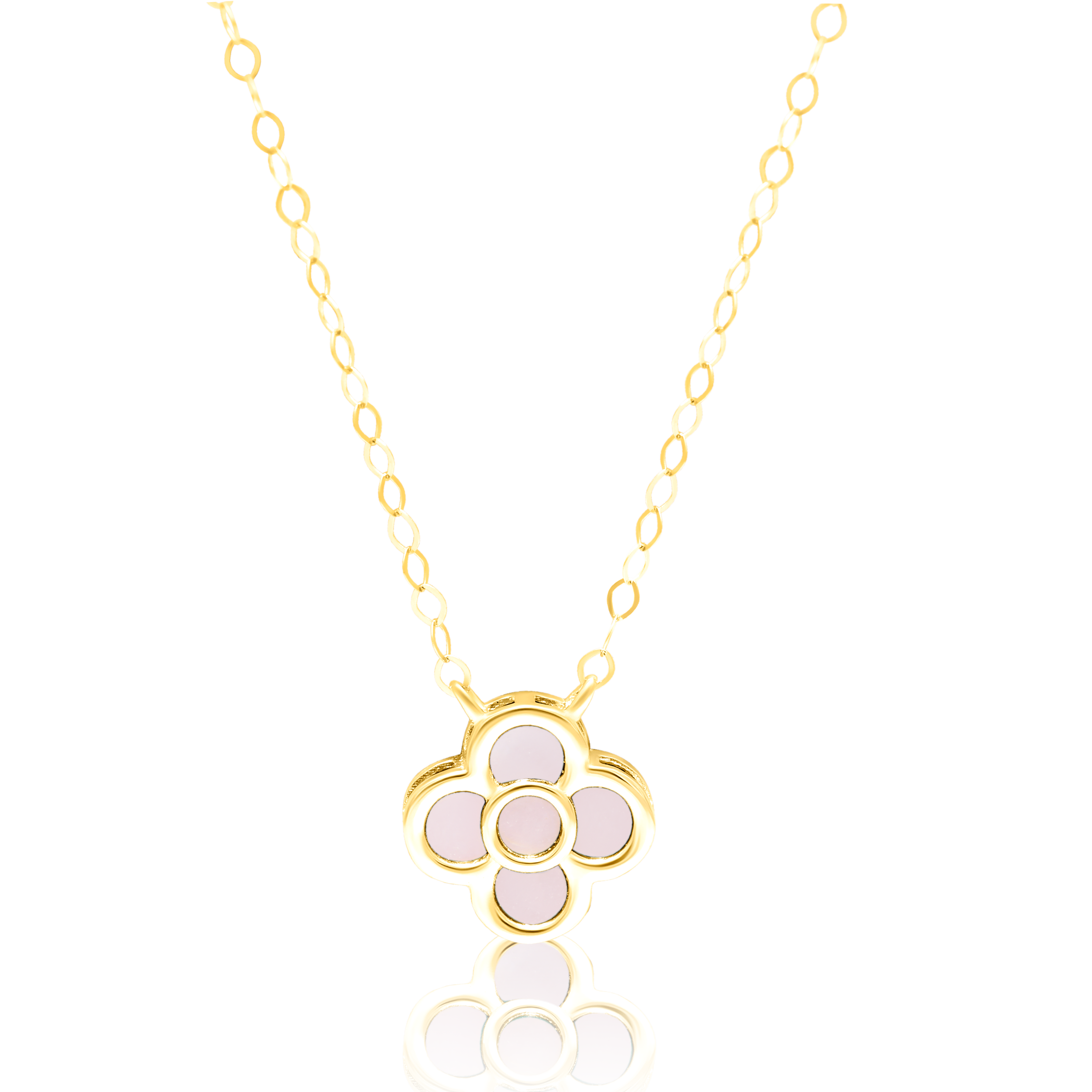 18K Pure Gold White Pink Flower Jewelry Set