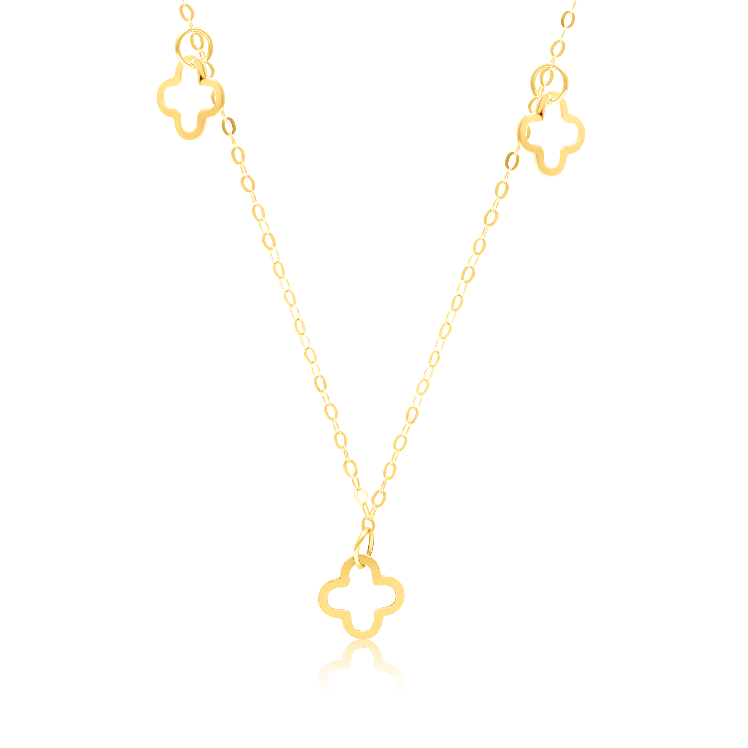 18K Pure Gold Flower Charm Necklace