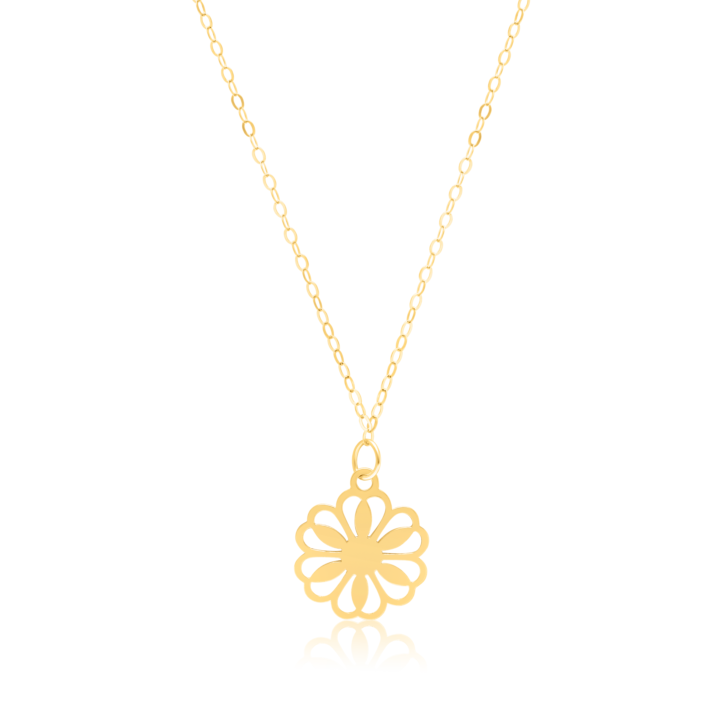 18K Pure Gold Flower Fine Necklace