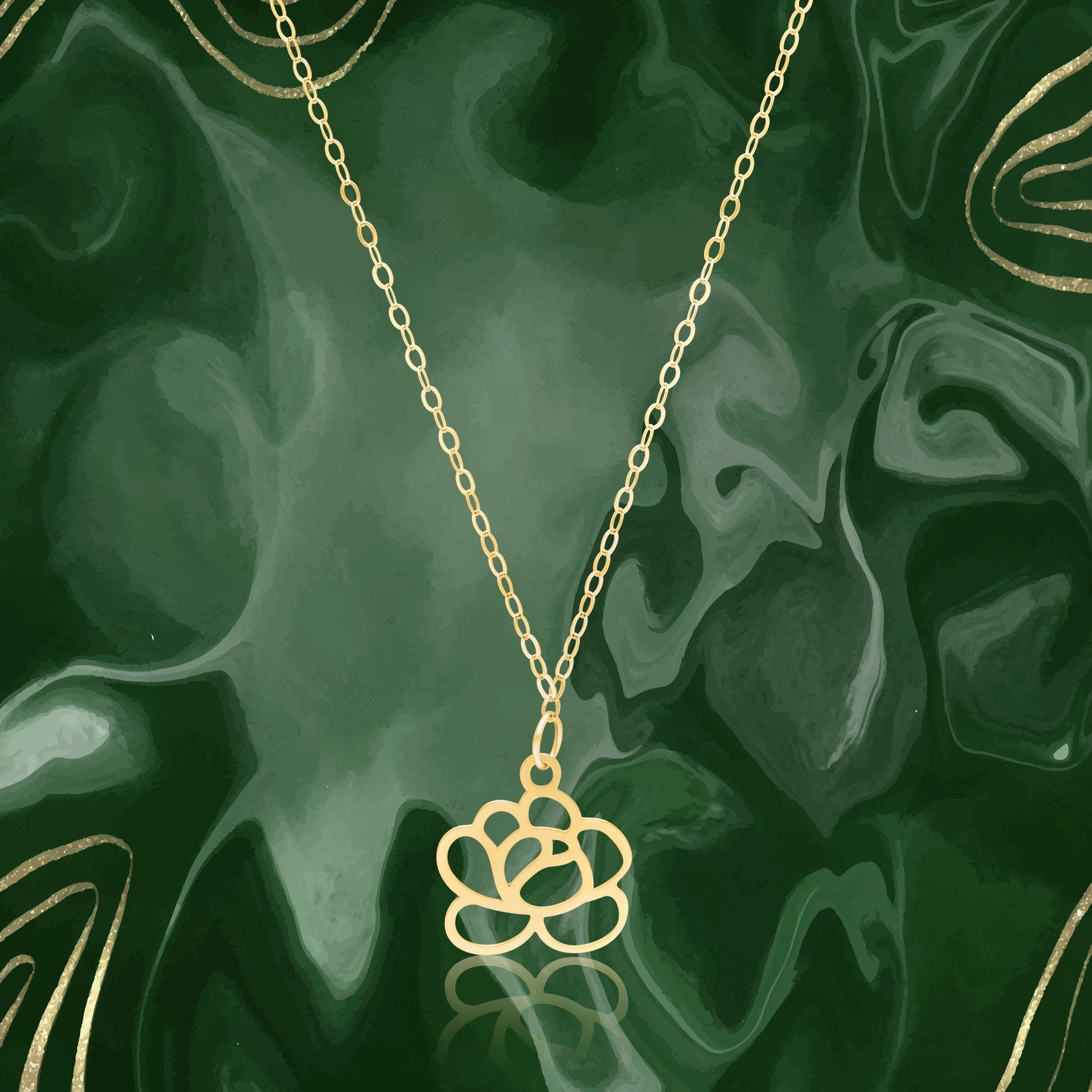 18K Pure Gold Flower Fine Necklace