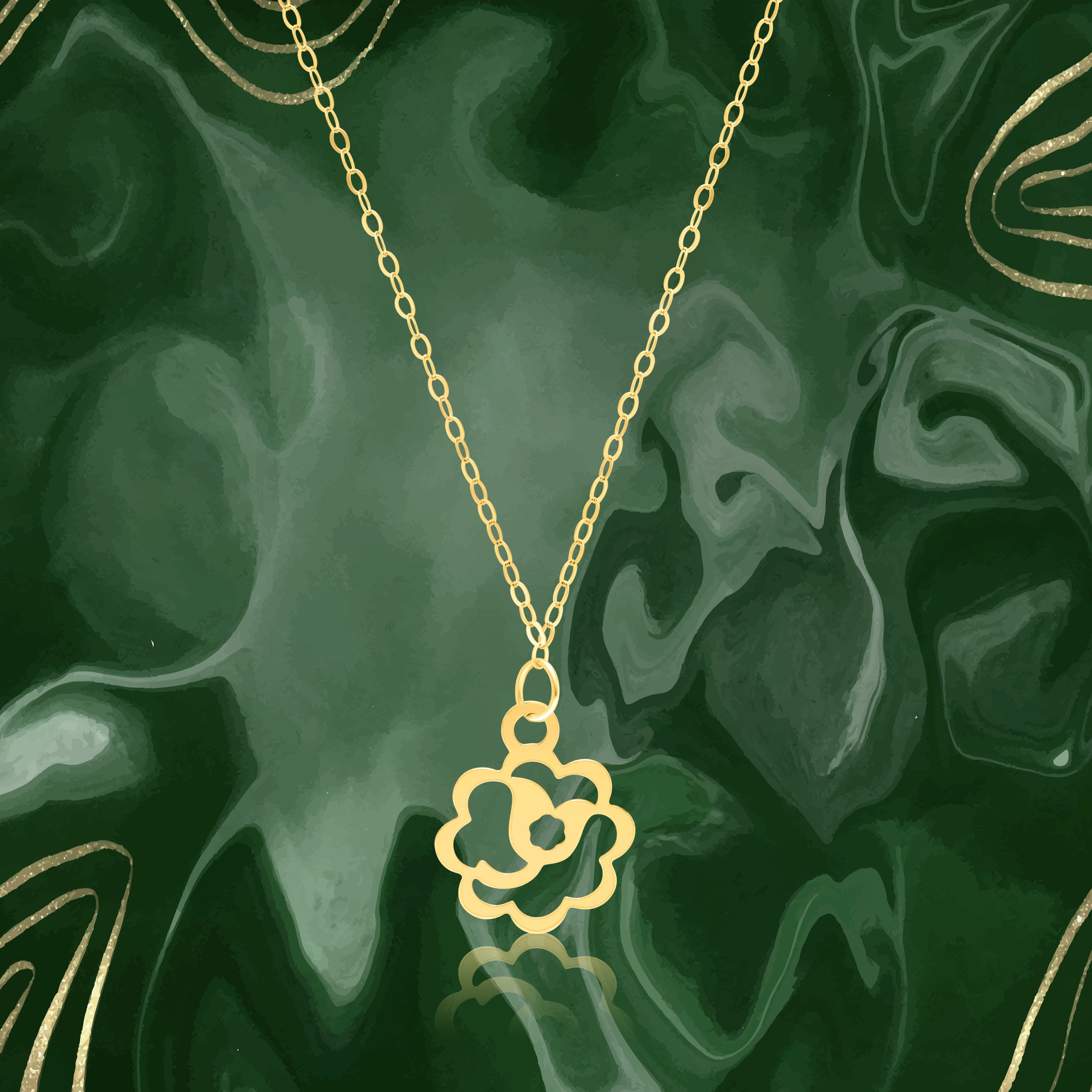 18K Pure Gold Flower Fine Necklace