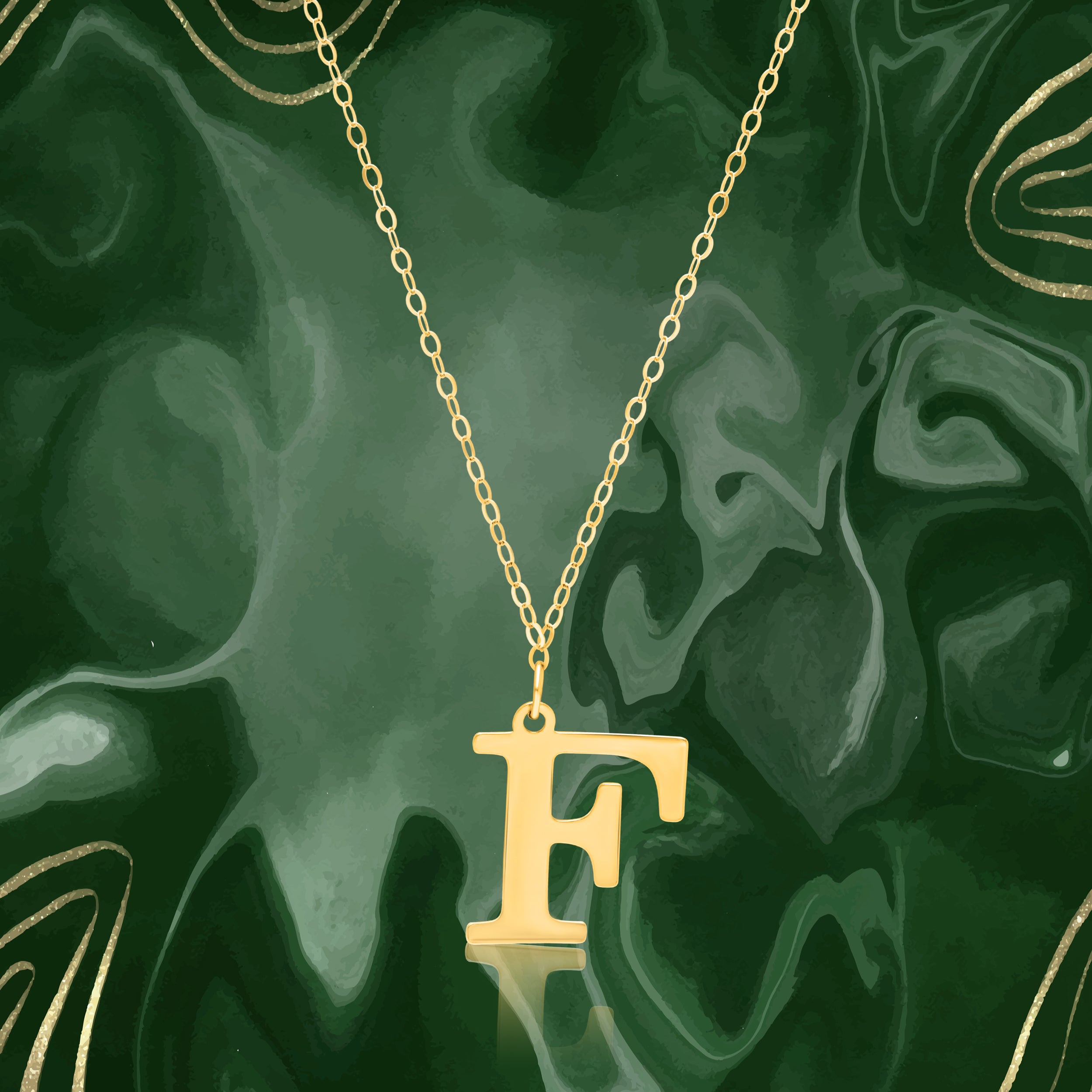 18K Pure Gold Fine Letter F Necklace