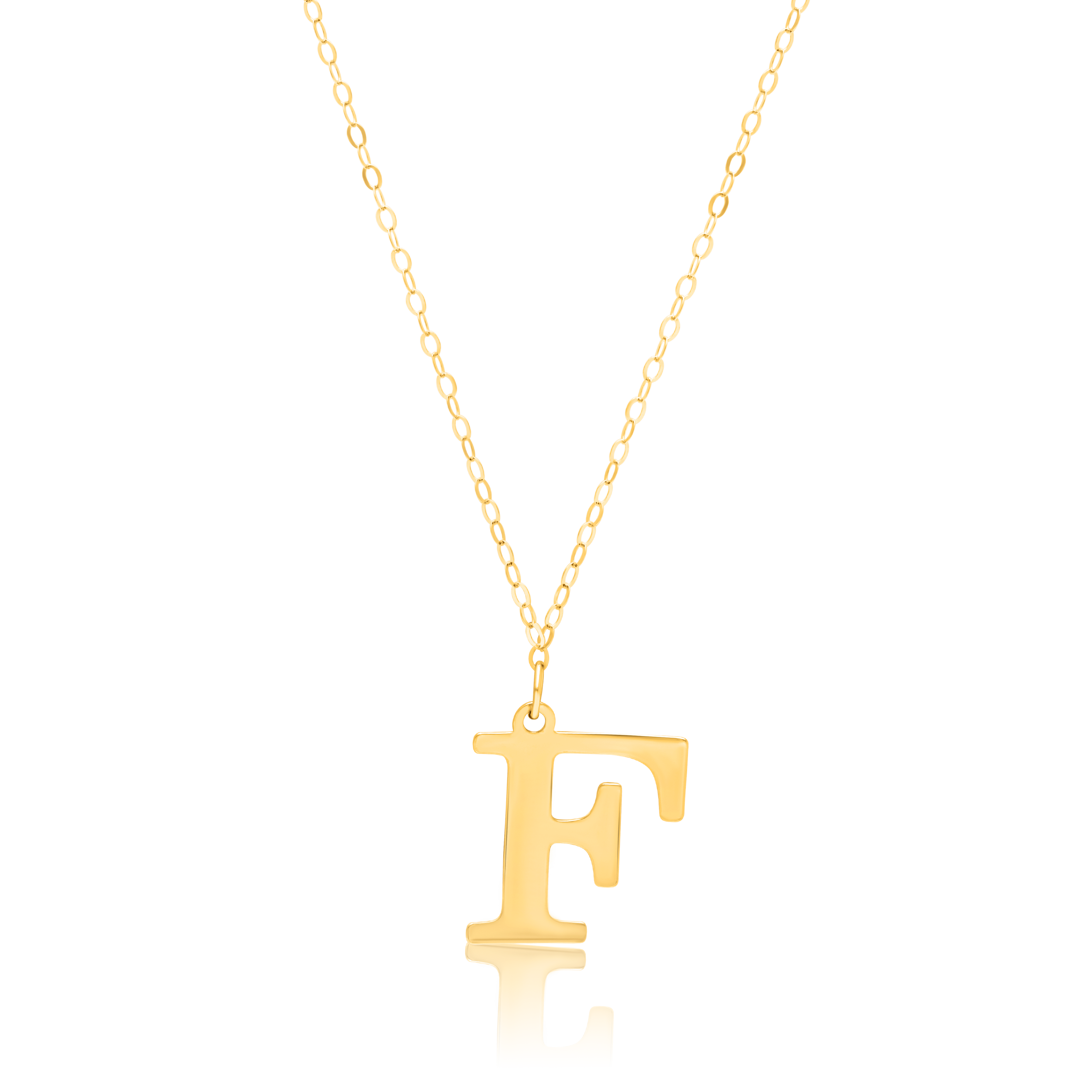 18K Pure Gold Fine Letter F Necklace