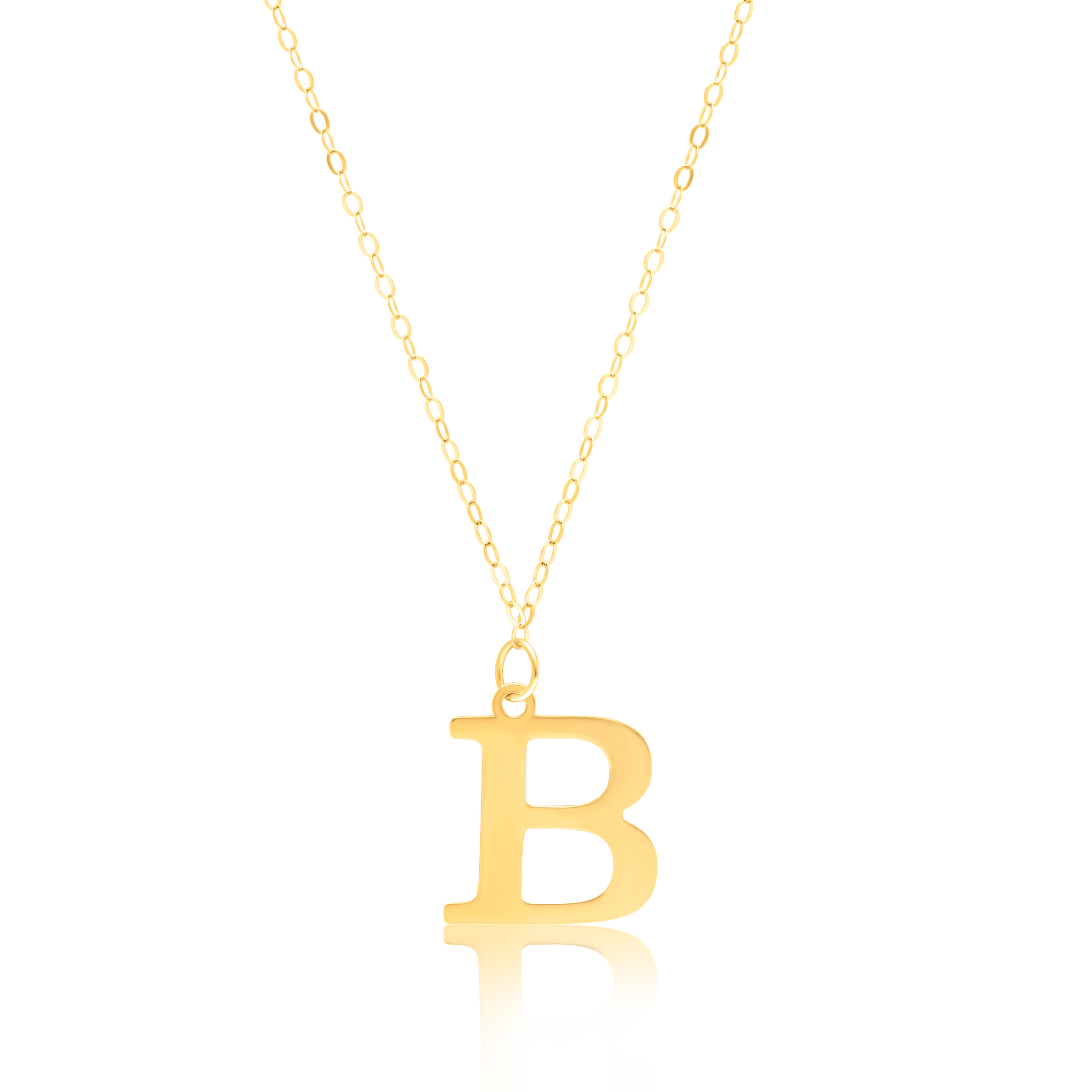 18K Pure Gold Fine Letter B Necklace