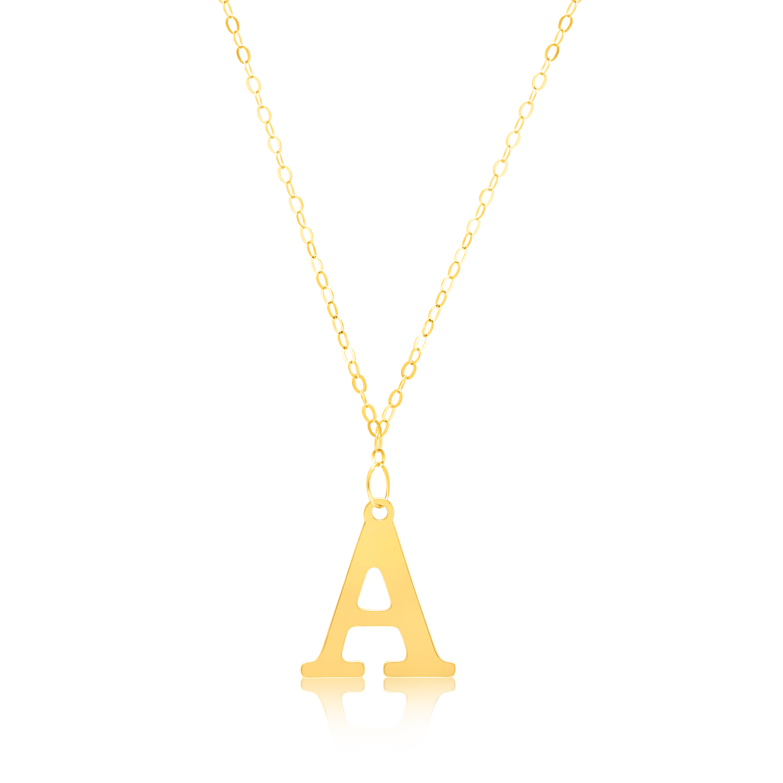 18K Pure Gold Fine Letter A Necklace