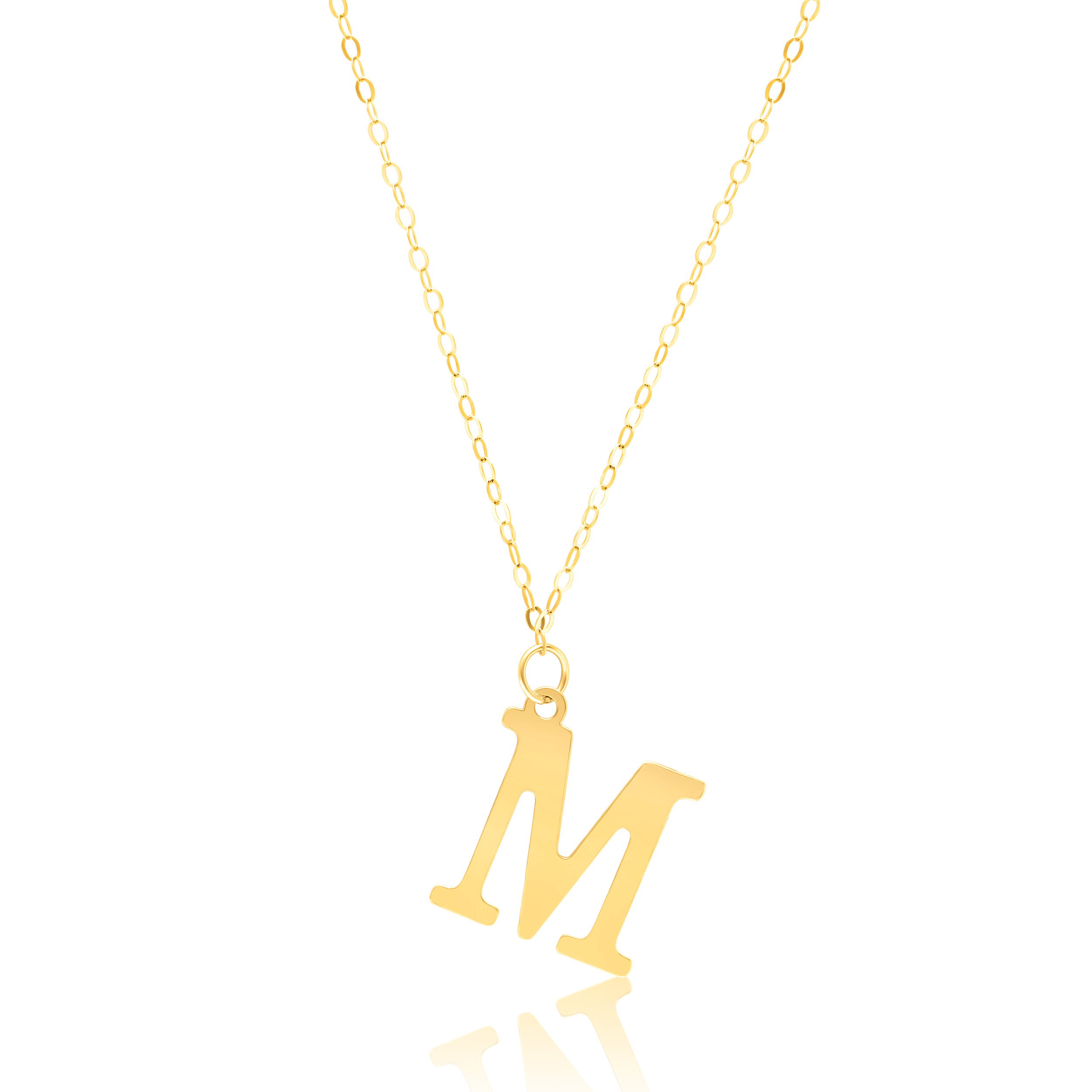 18K Pure Gold Fine Letter M Necklace
