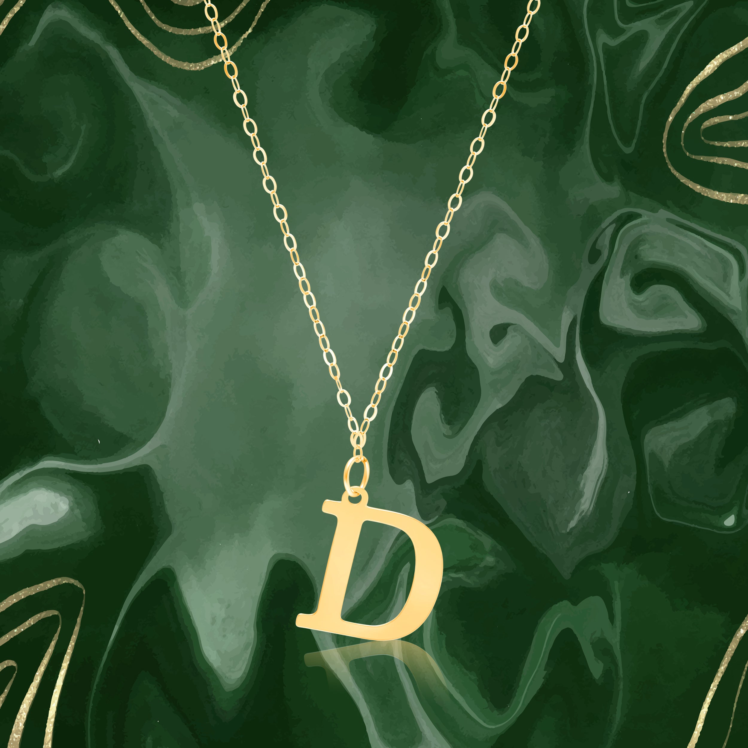 18K Pure Gold Fine Letter D Necklace