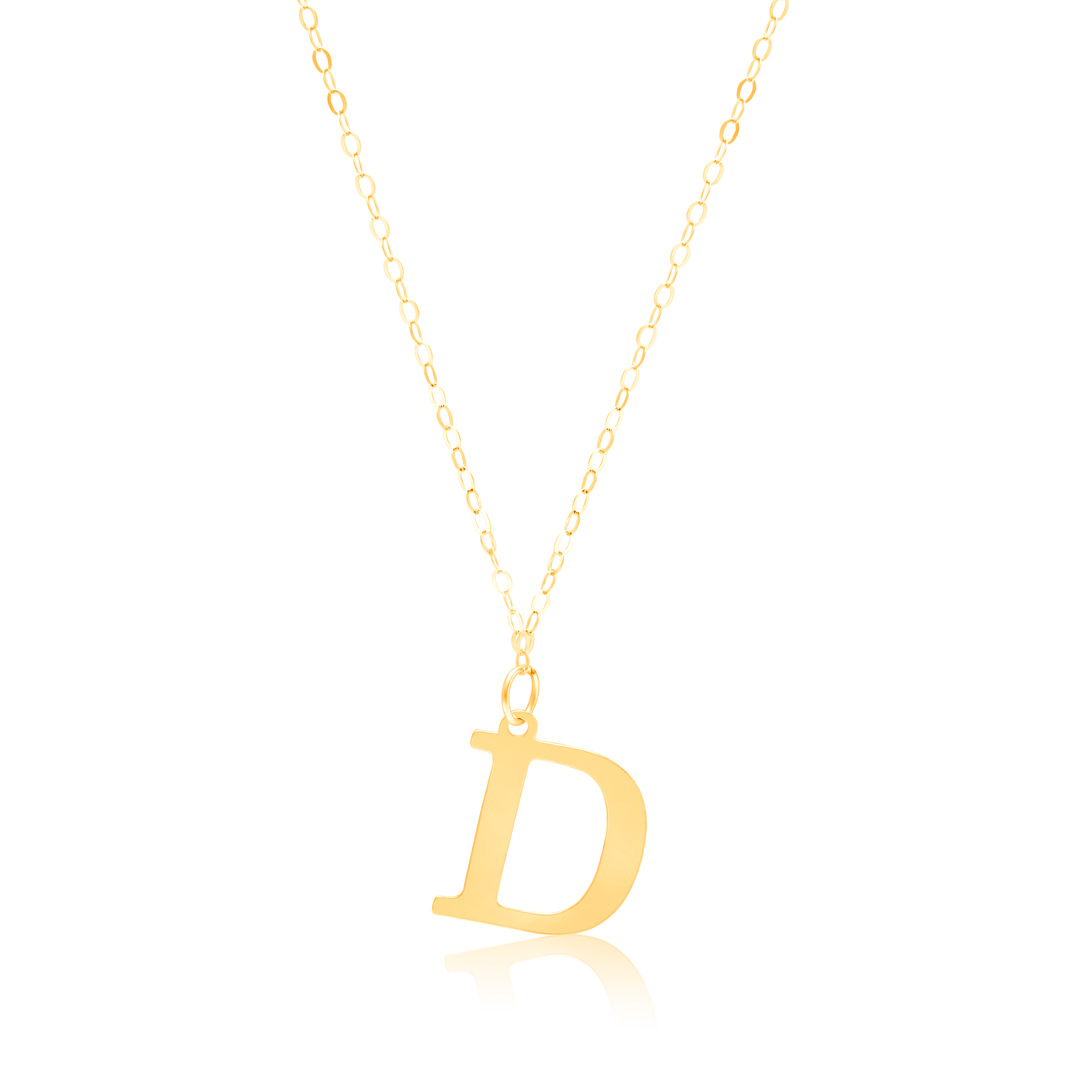 18K Pure Gold Fine Letter D Necklace