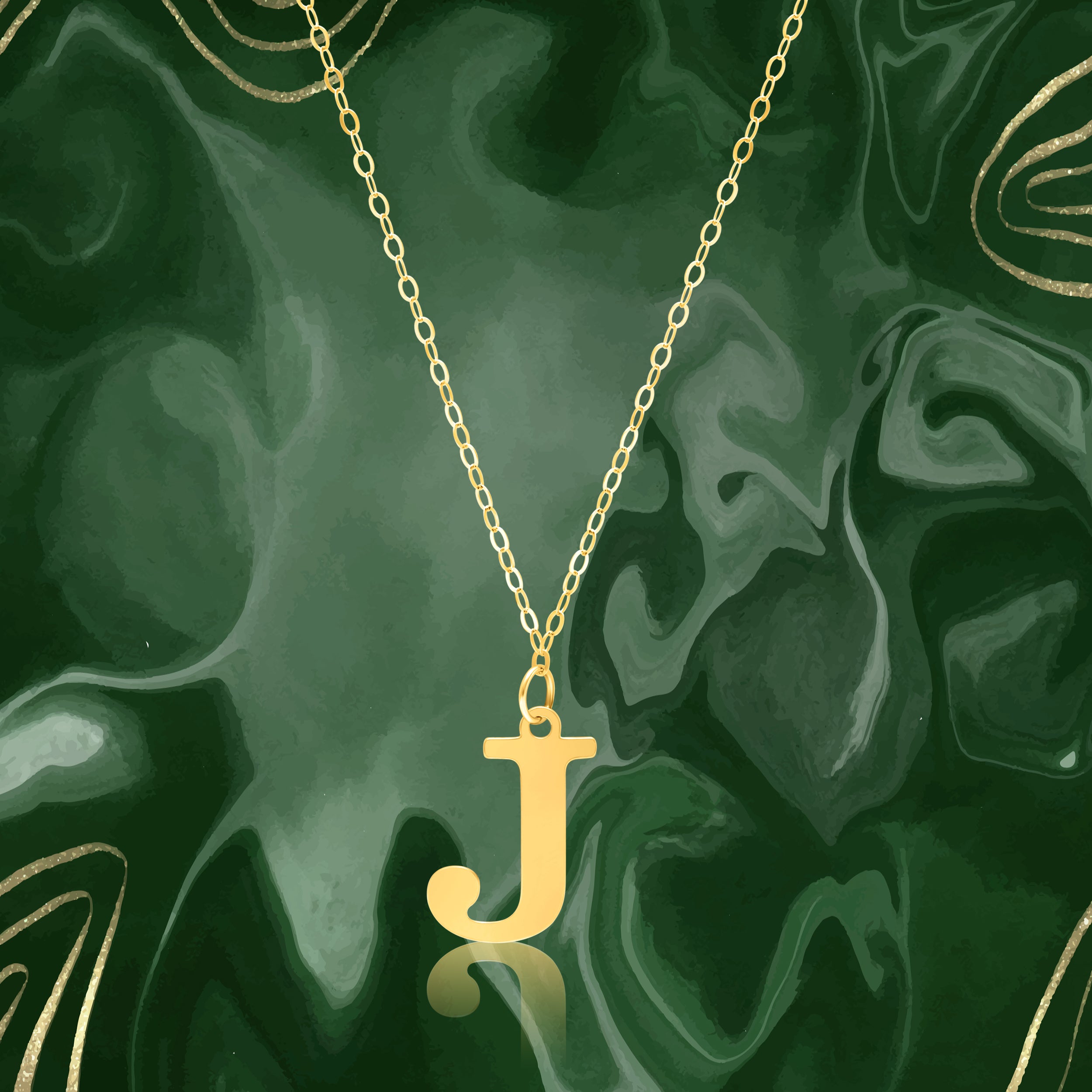 18K Pure Gold Fine Letter J Necklace