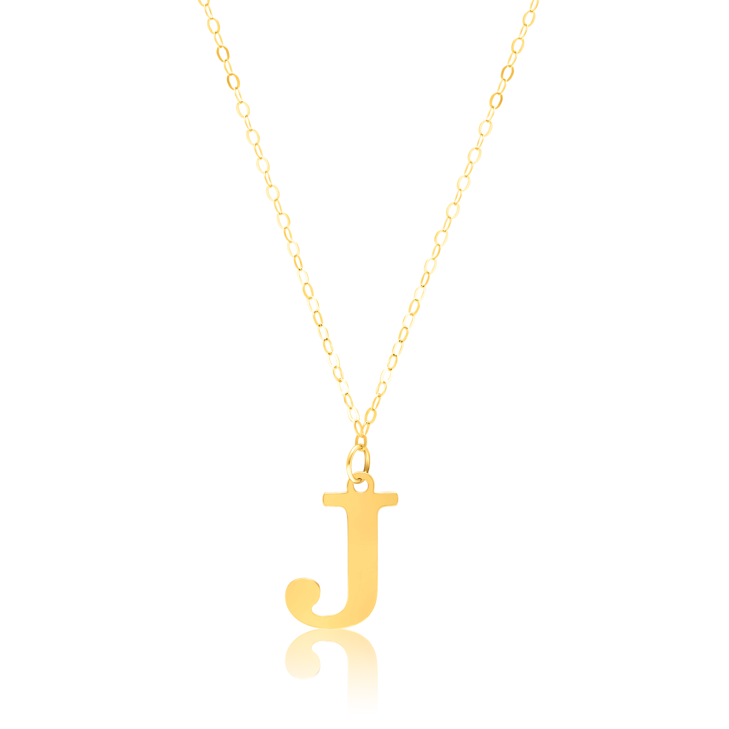 18K Pure Gold Fine Letter J Necklace