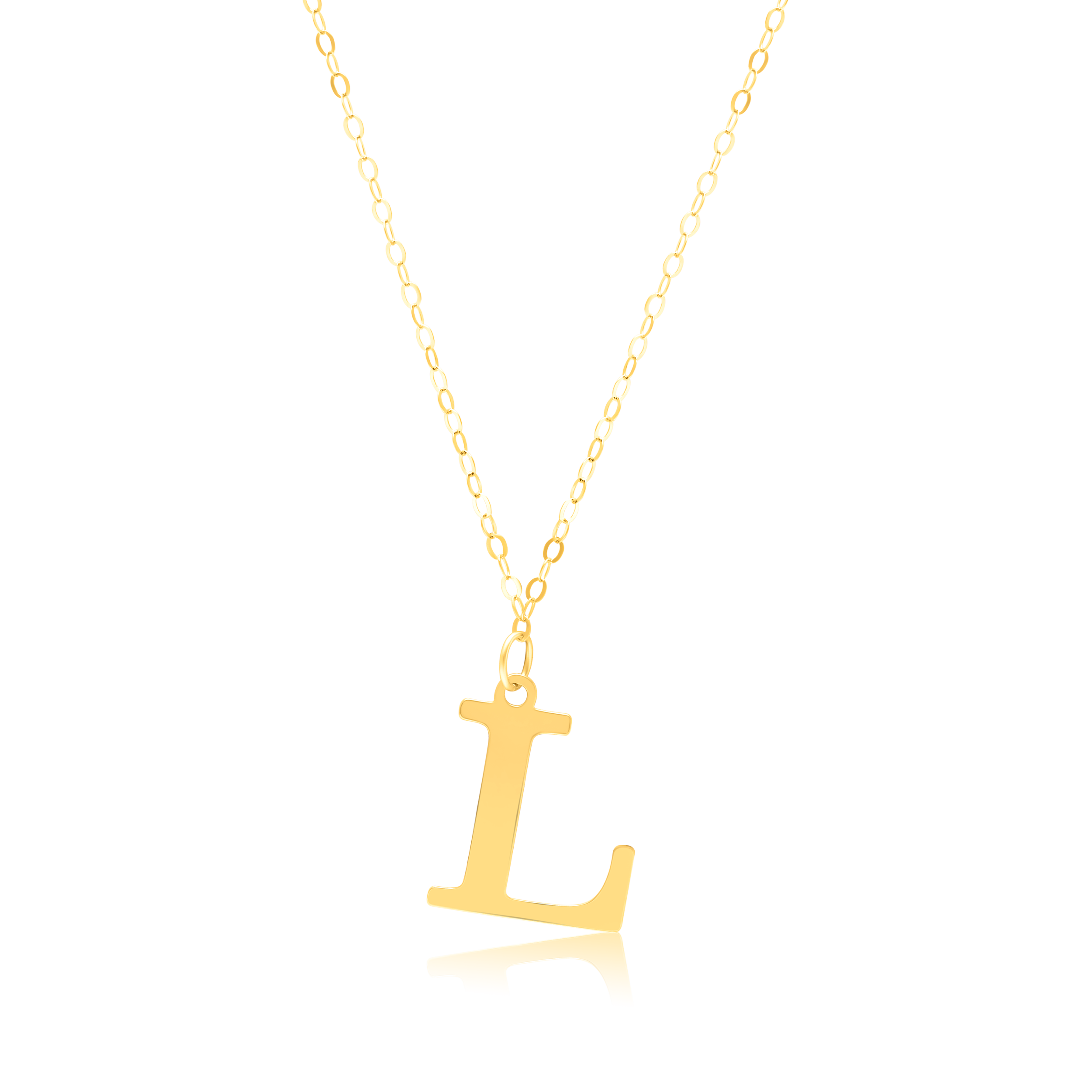 18K Pure Gold Fine Letter L Necklace