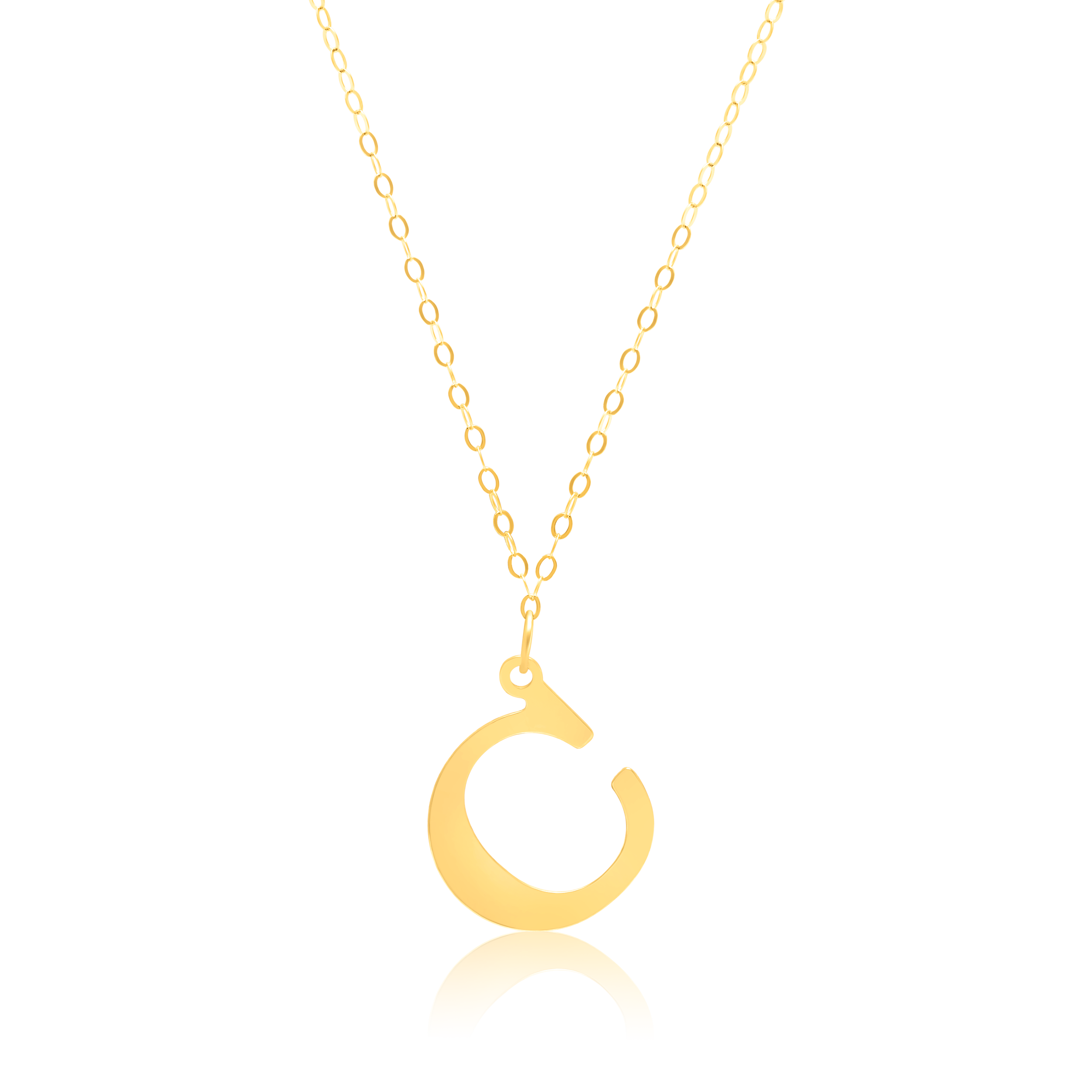 18K Pure Gold Fine Letter C Necklace