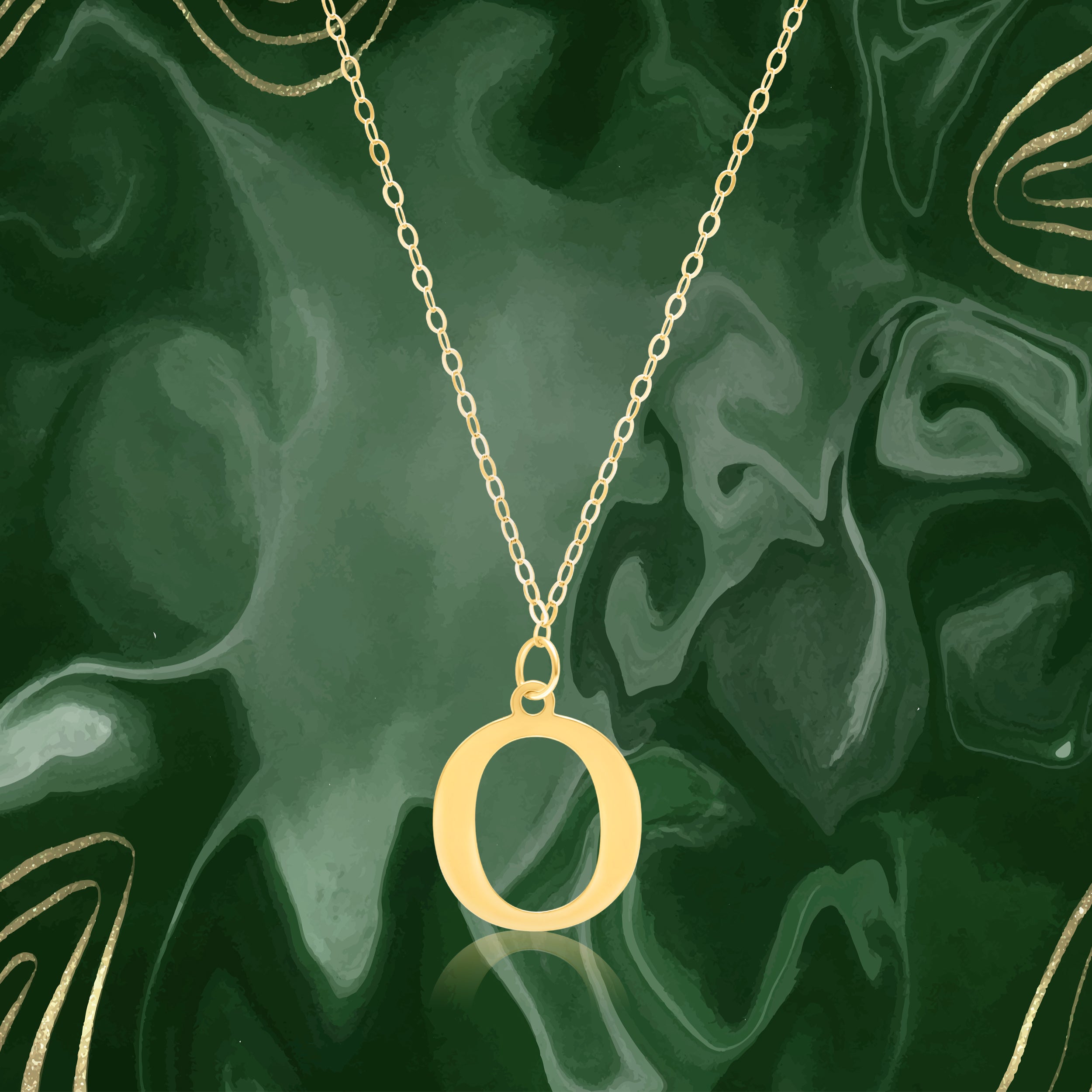 18K Pure Gold Fine Letter O Necklace