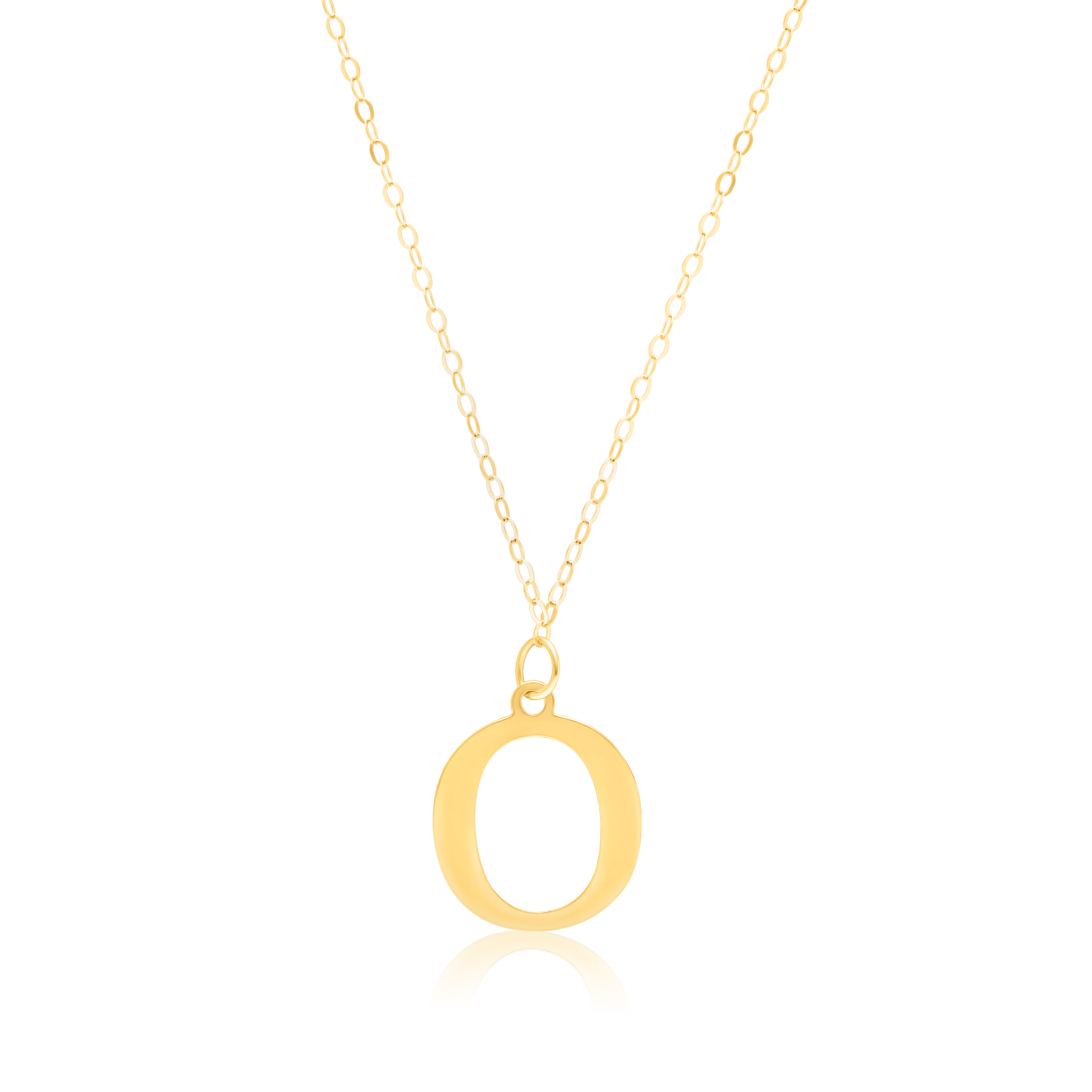 18K Pure Gold Fine Letter O Necklace