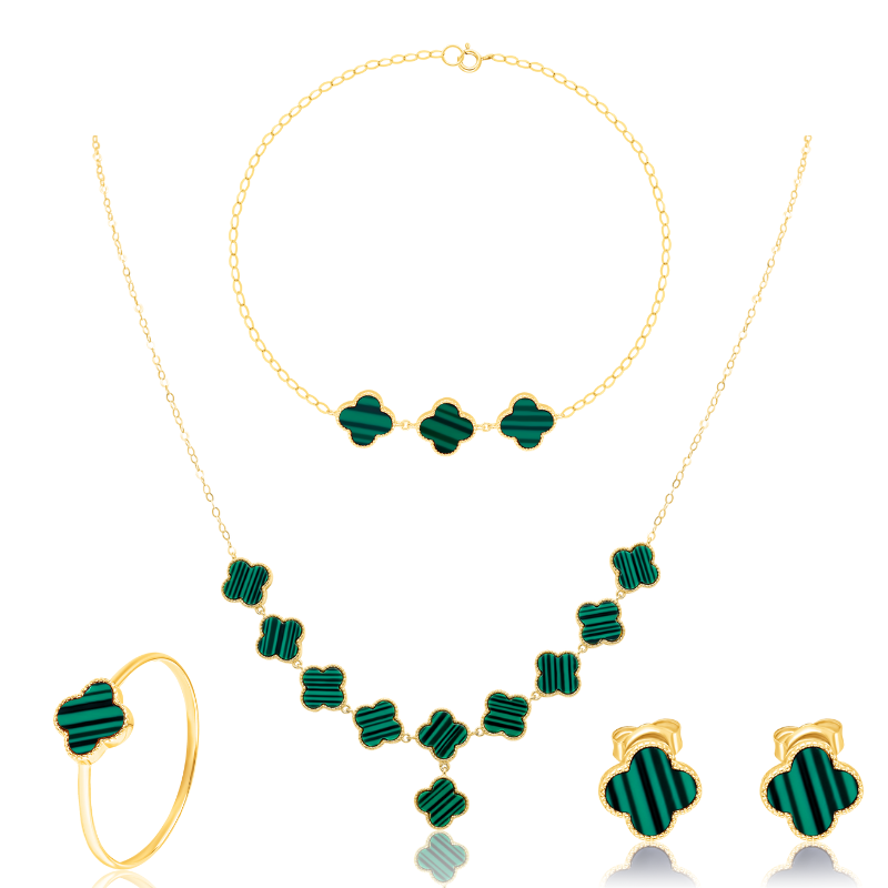 18K Pure Gold V.C Green Jewelry Set Talagold