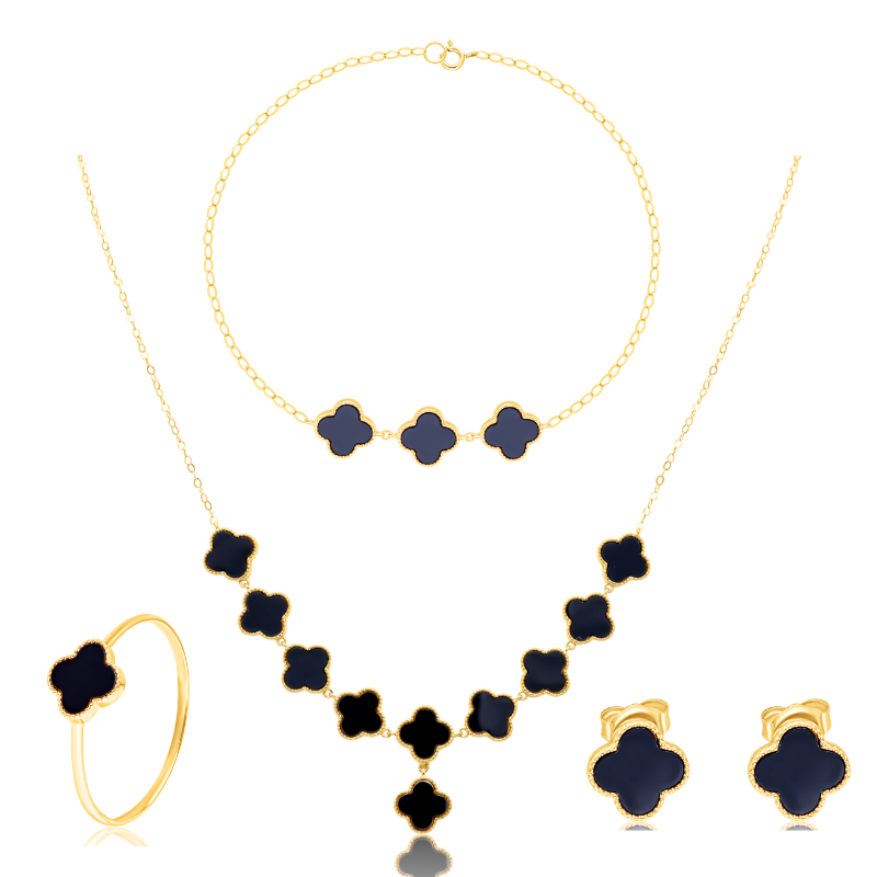 18K Pure Gold V.C Black Jewelry Set Talagold