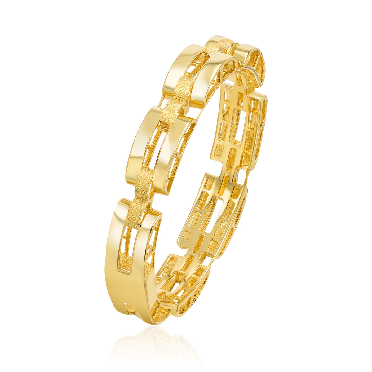 18K Pure Gold Elegant Thick Linked Ring