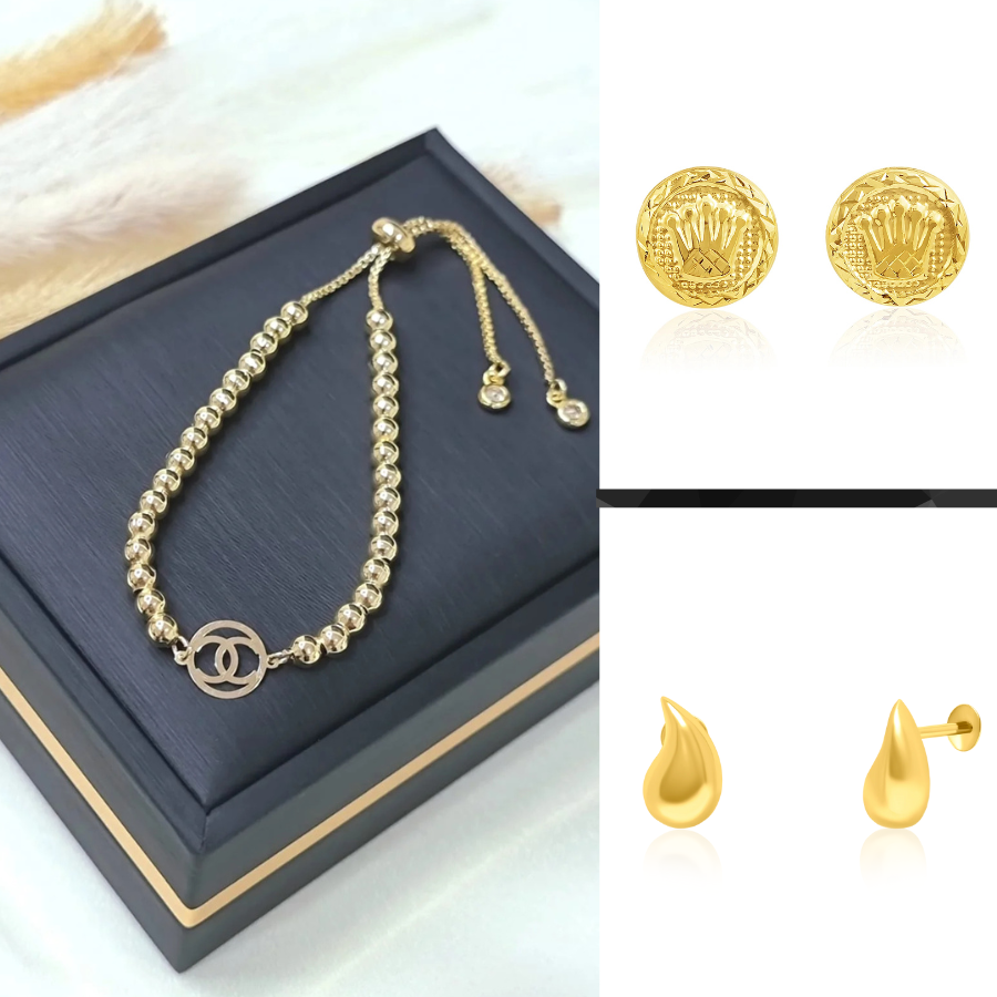Gold Bundle Offer (1 Bracelets + 2 Earring Set) TGBUNDLE008