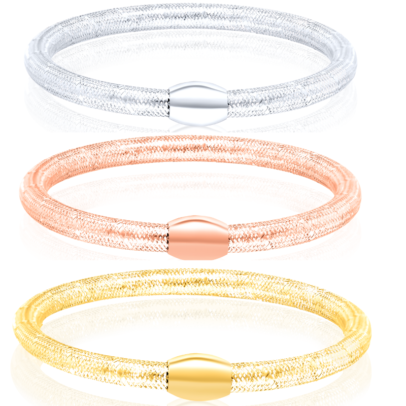 18K Pure Gold 3 Color Bangles Set Talagold