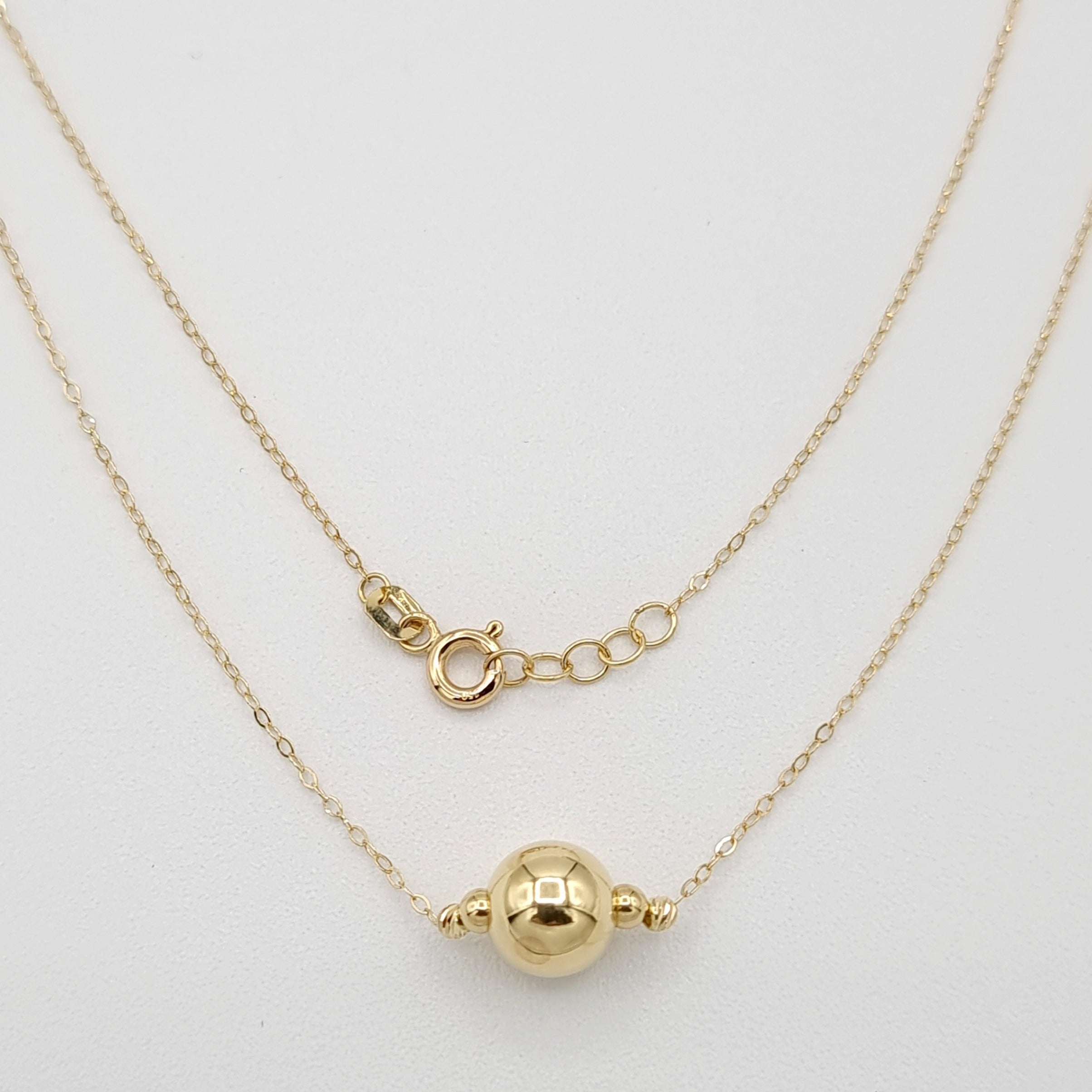 18K Pure Gold Ball Necklace