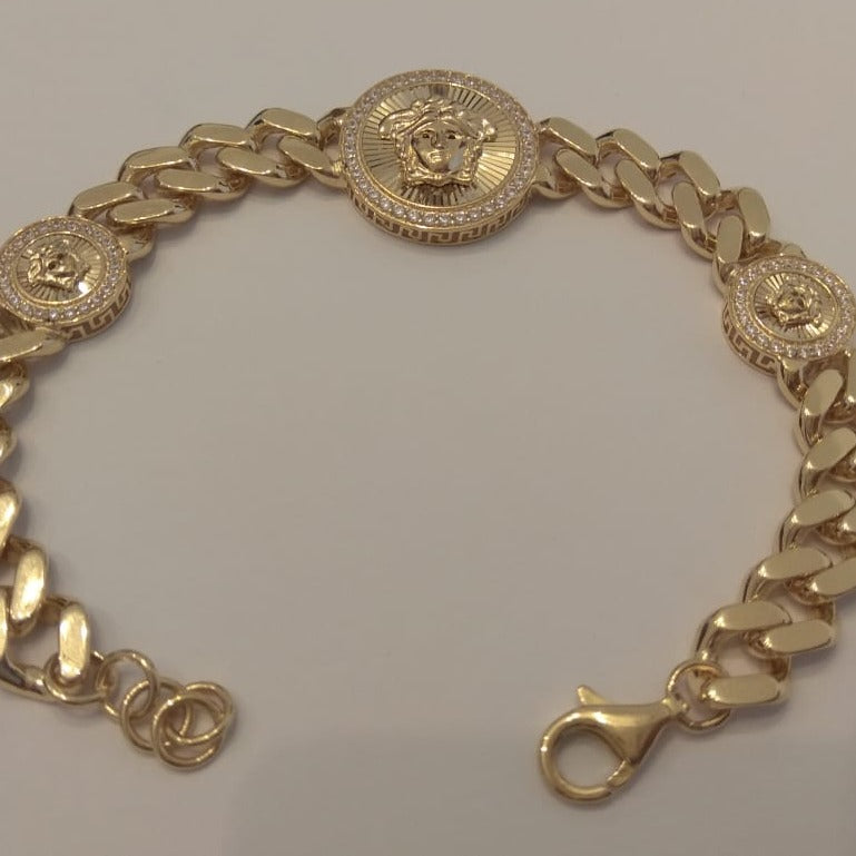 18K Pure Gold Elegant Double V.R.C Bracelet