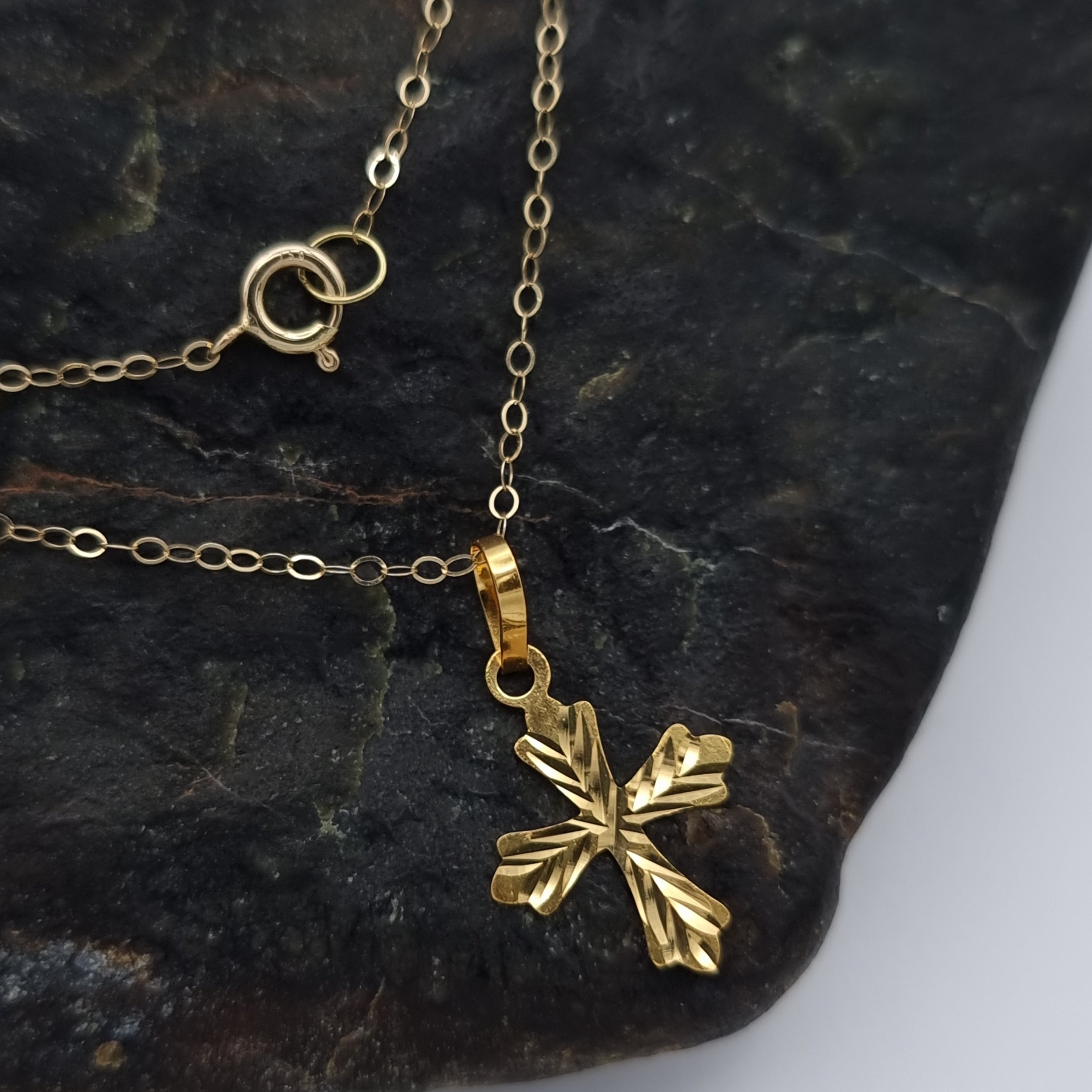 18K Pure Gold Cross Necklace