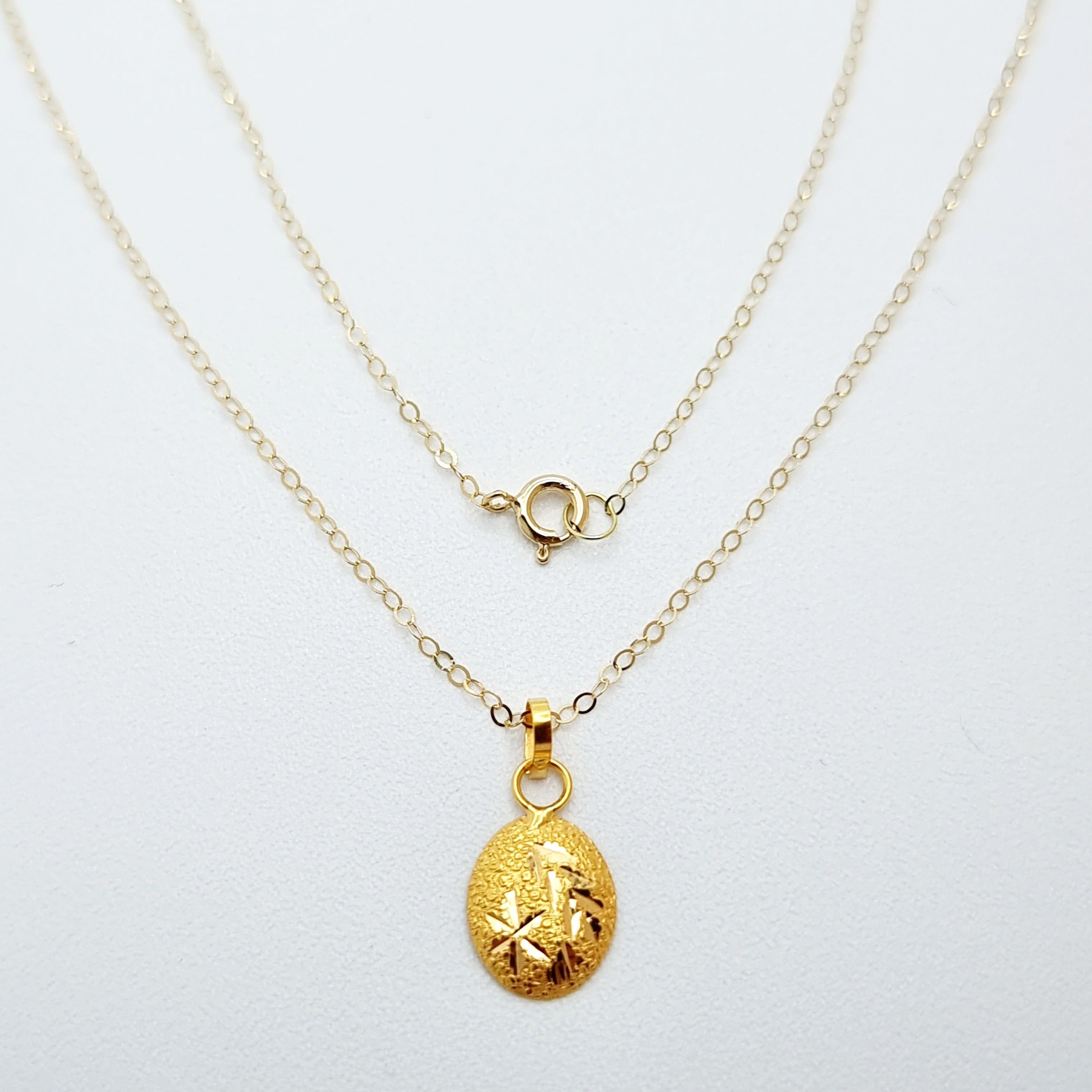 18K Pure Gold Fine Oval Necklace