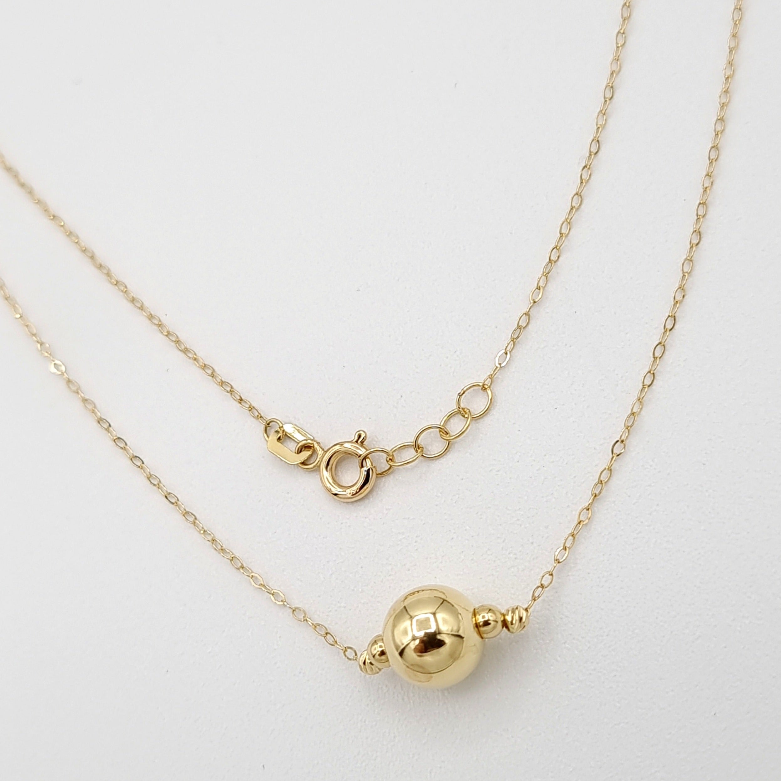 18K Pure Gold Ball Necklace