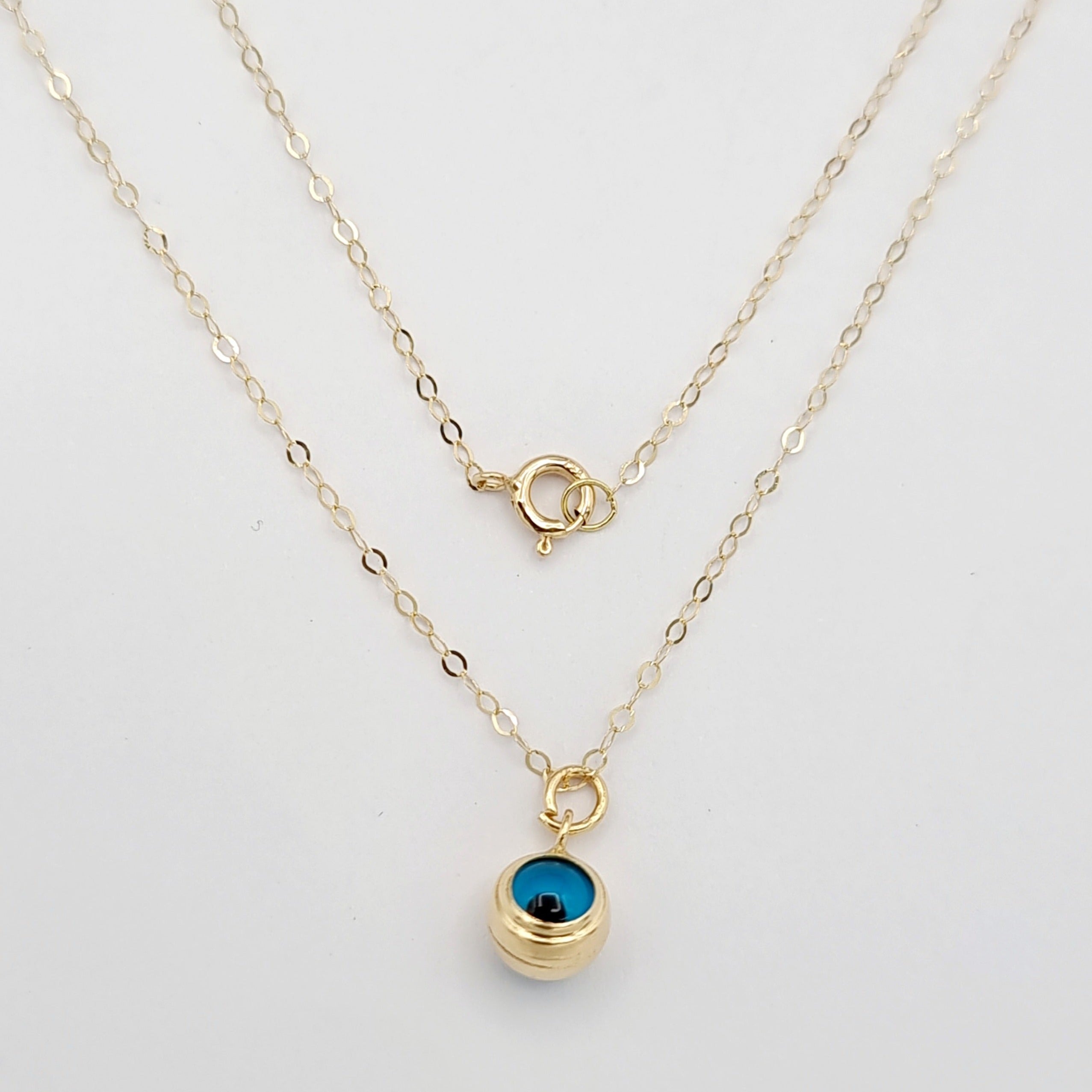 18K Pure Gold Blue Eye Necklace