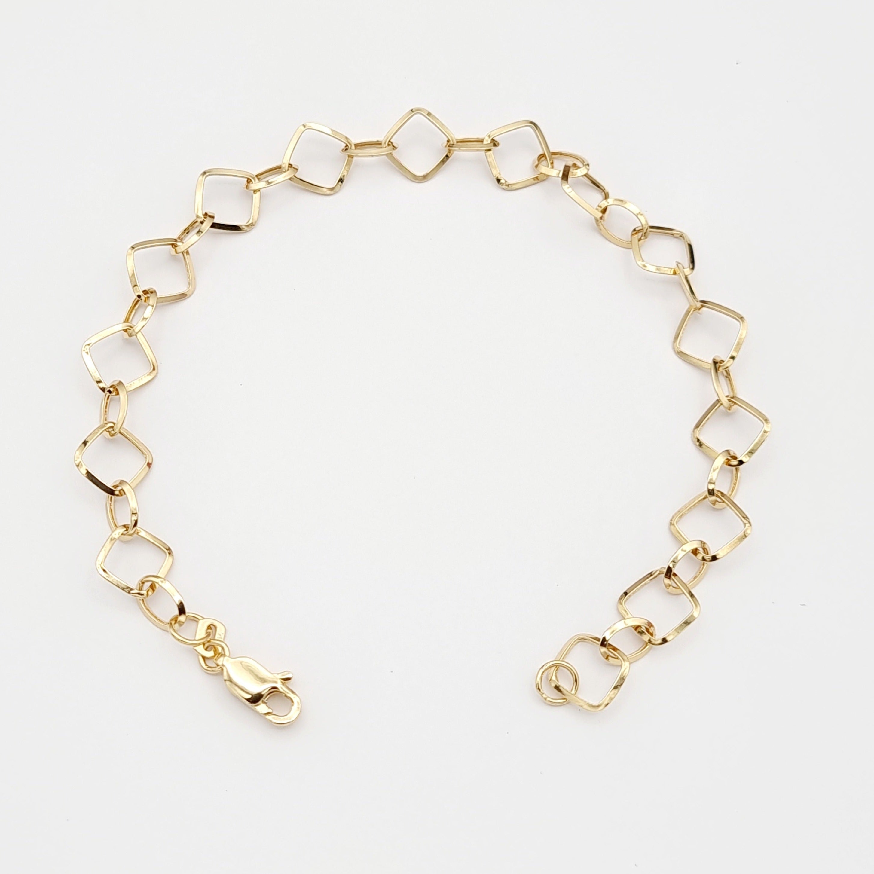 18K Pure Gold Square Linked Bracelet