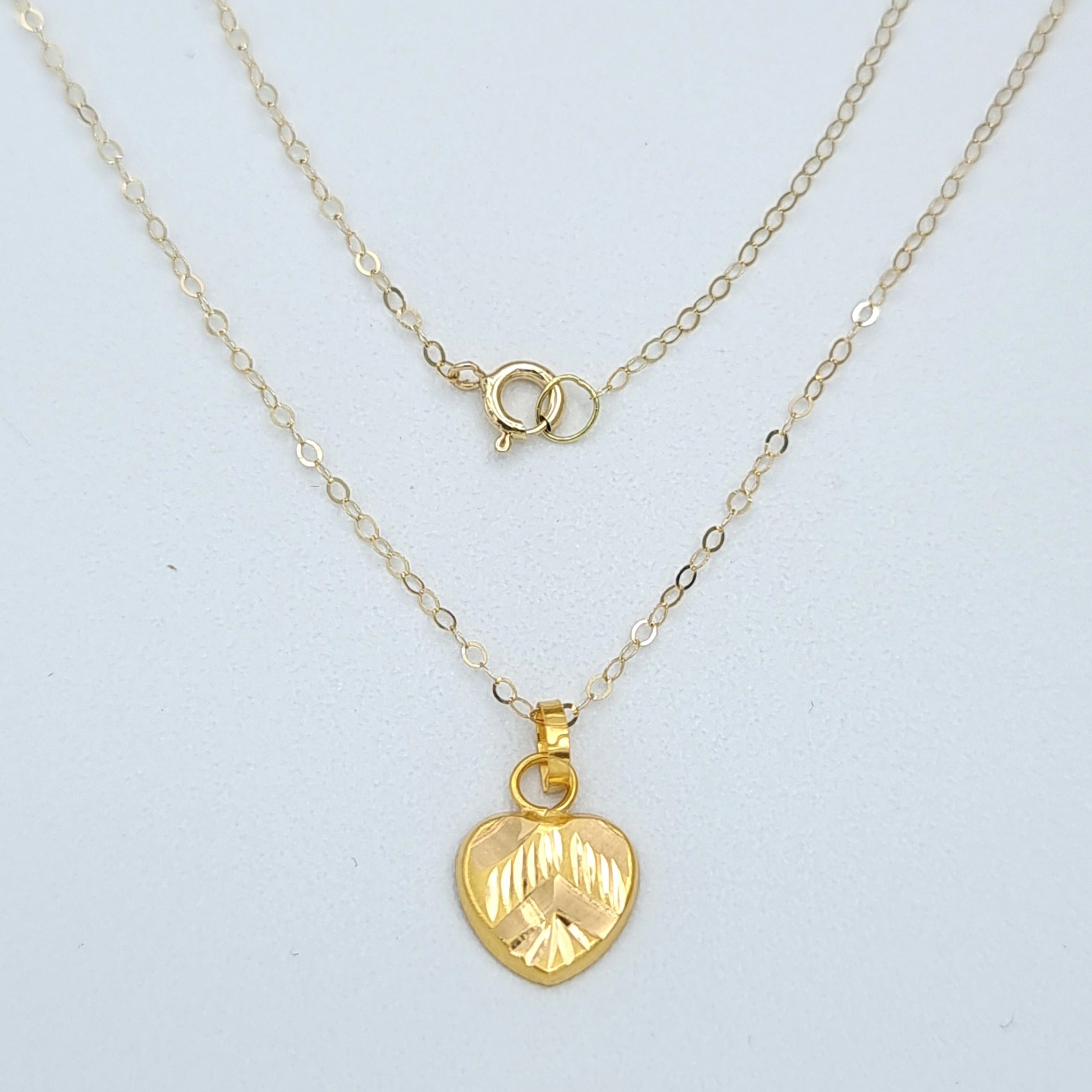 18K Pure Gold Fine Heart Necklace