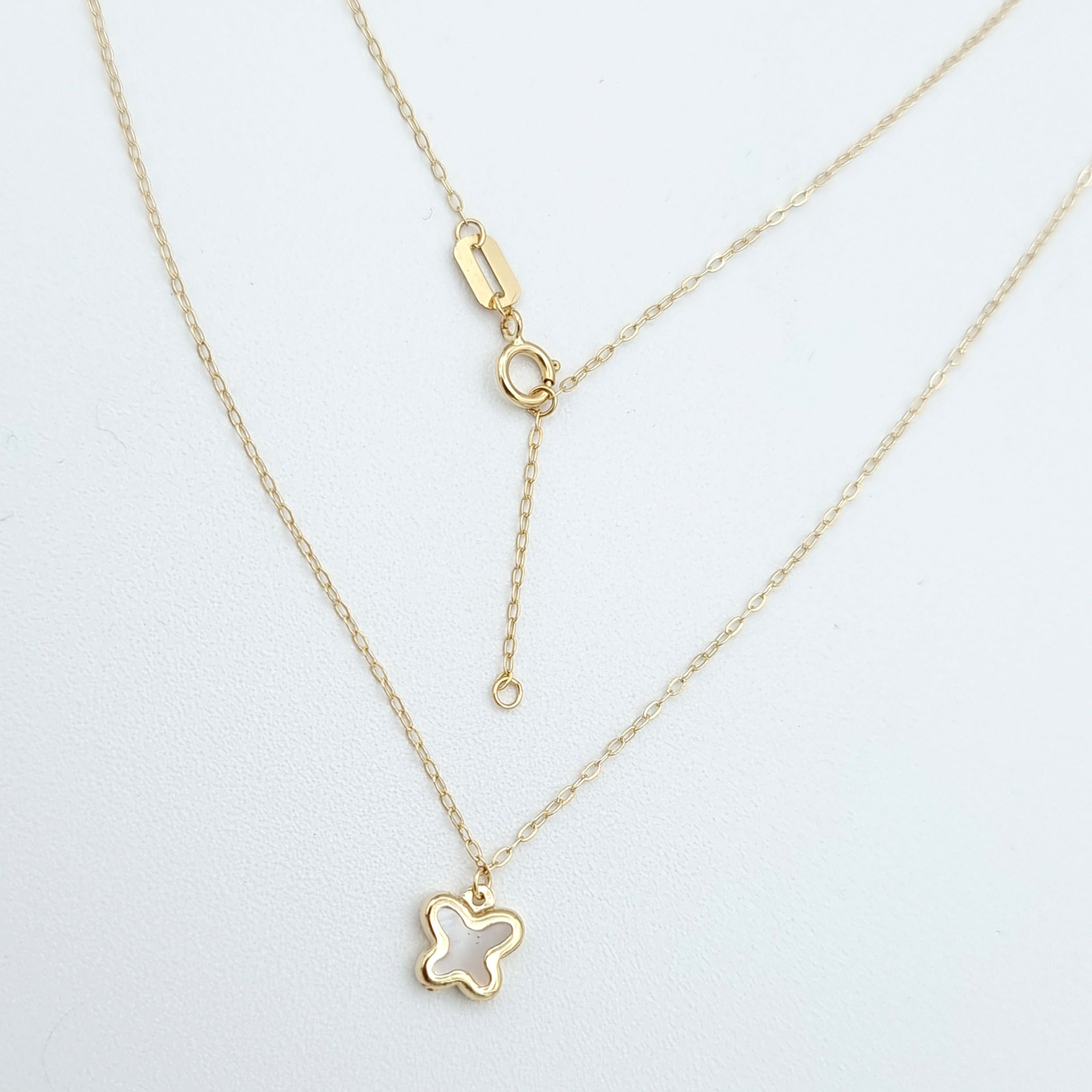 18K Pure Gold White Butterfly Necklace