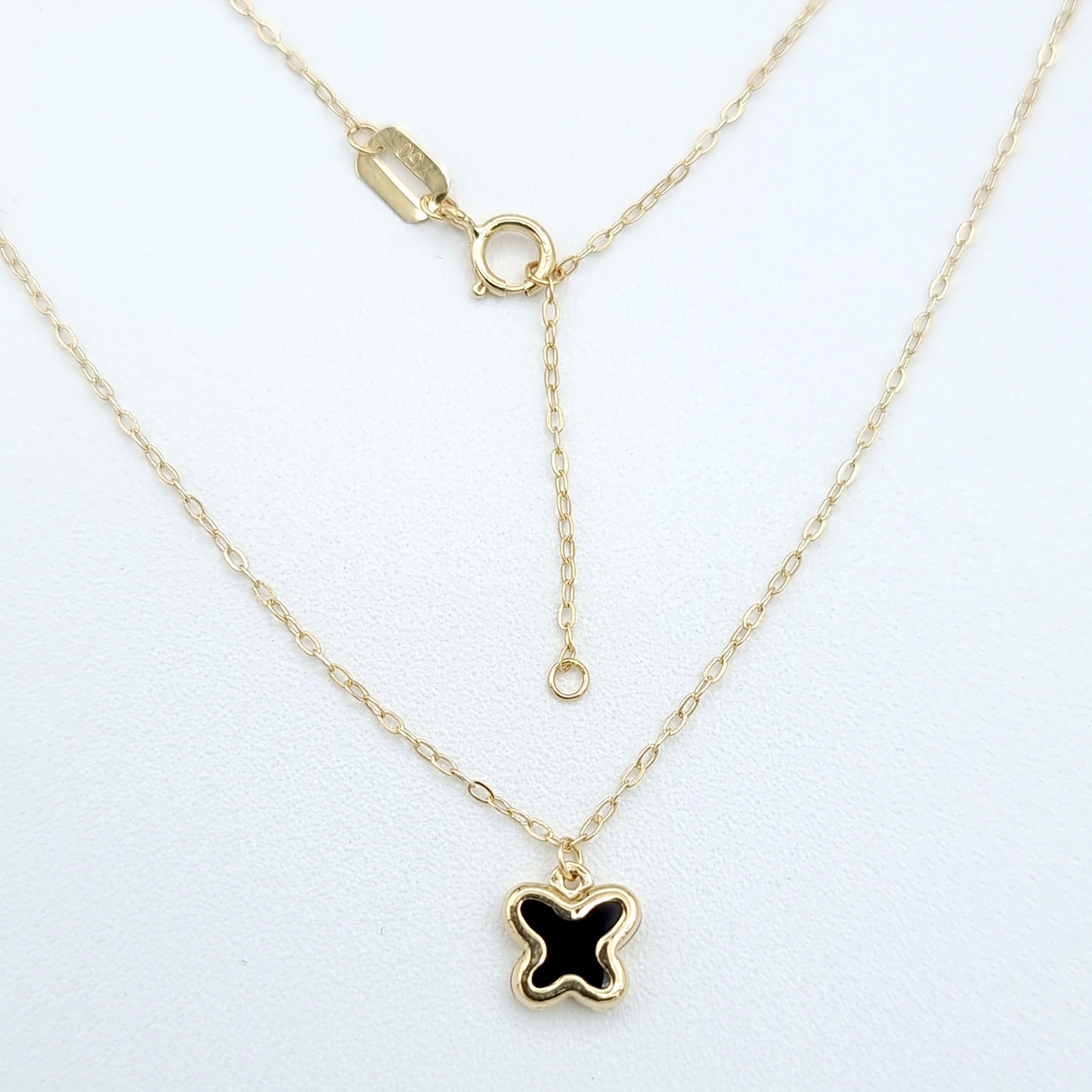 18K Pure Gold Black Butterfly Necklace