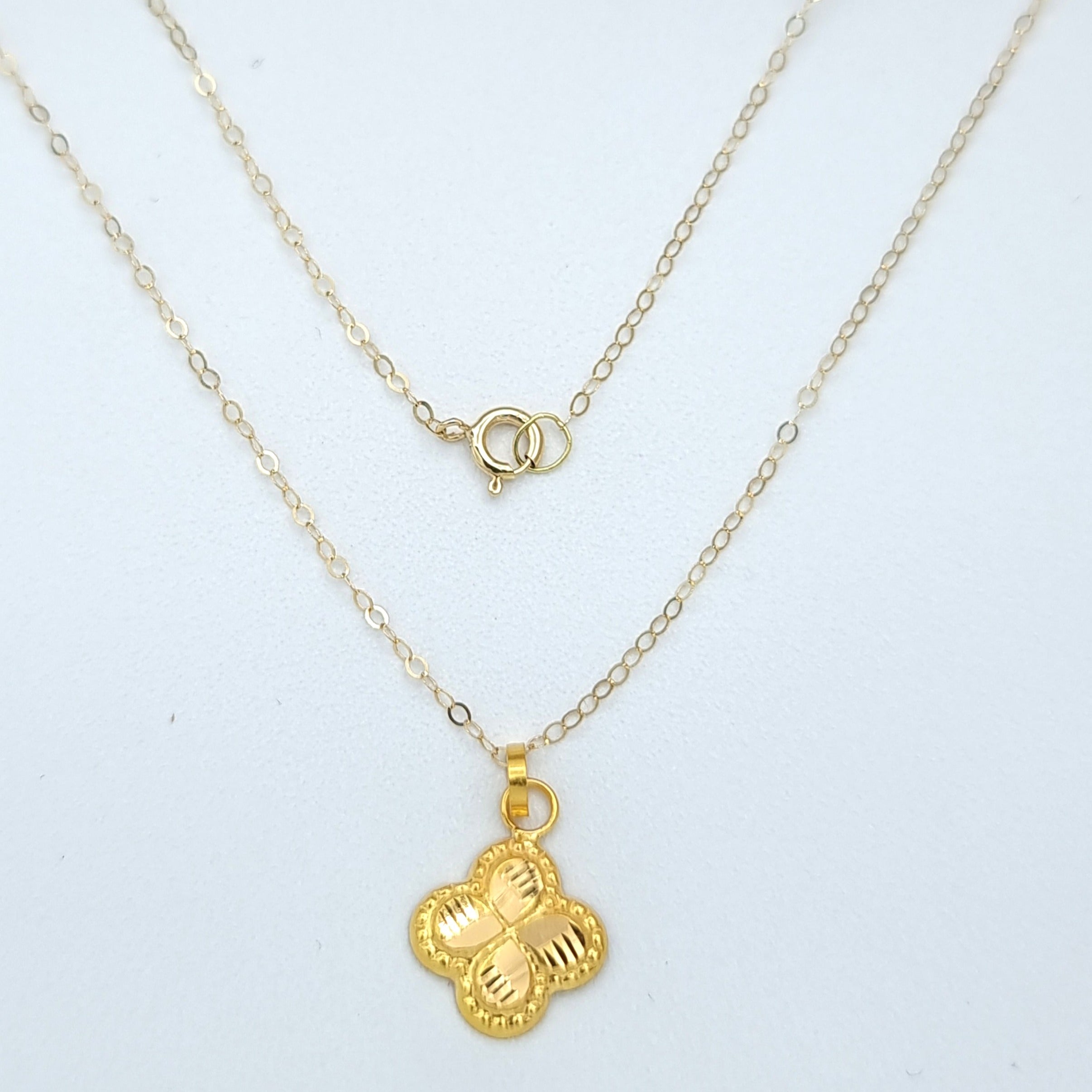 18K Pure Gold Fine Flower Necklace