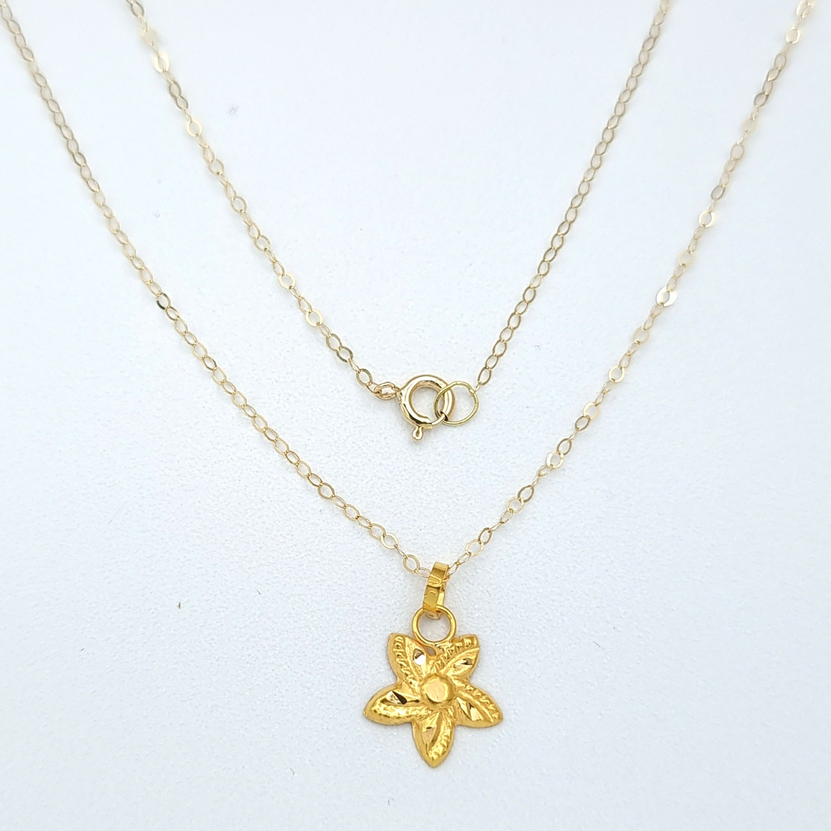 18K Pure Gold Fine Star Necklace