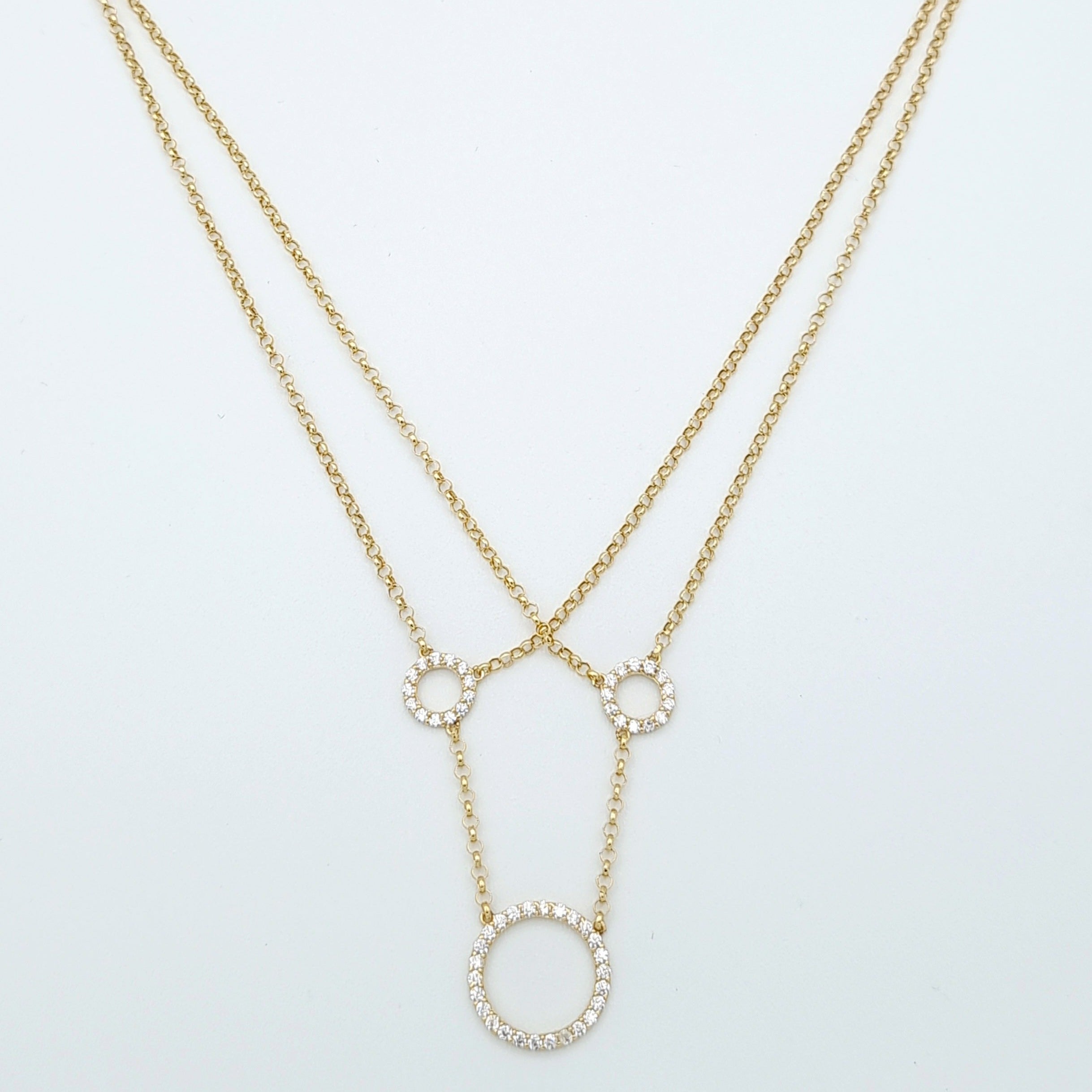 18K Pure Gold Round Stone Necklace