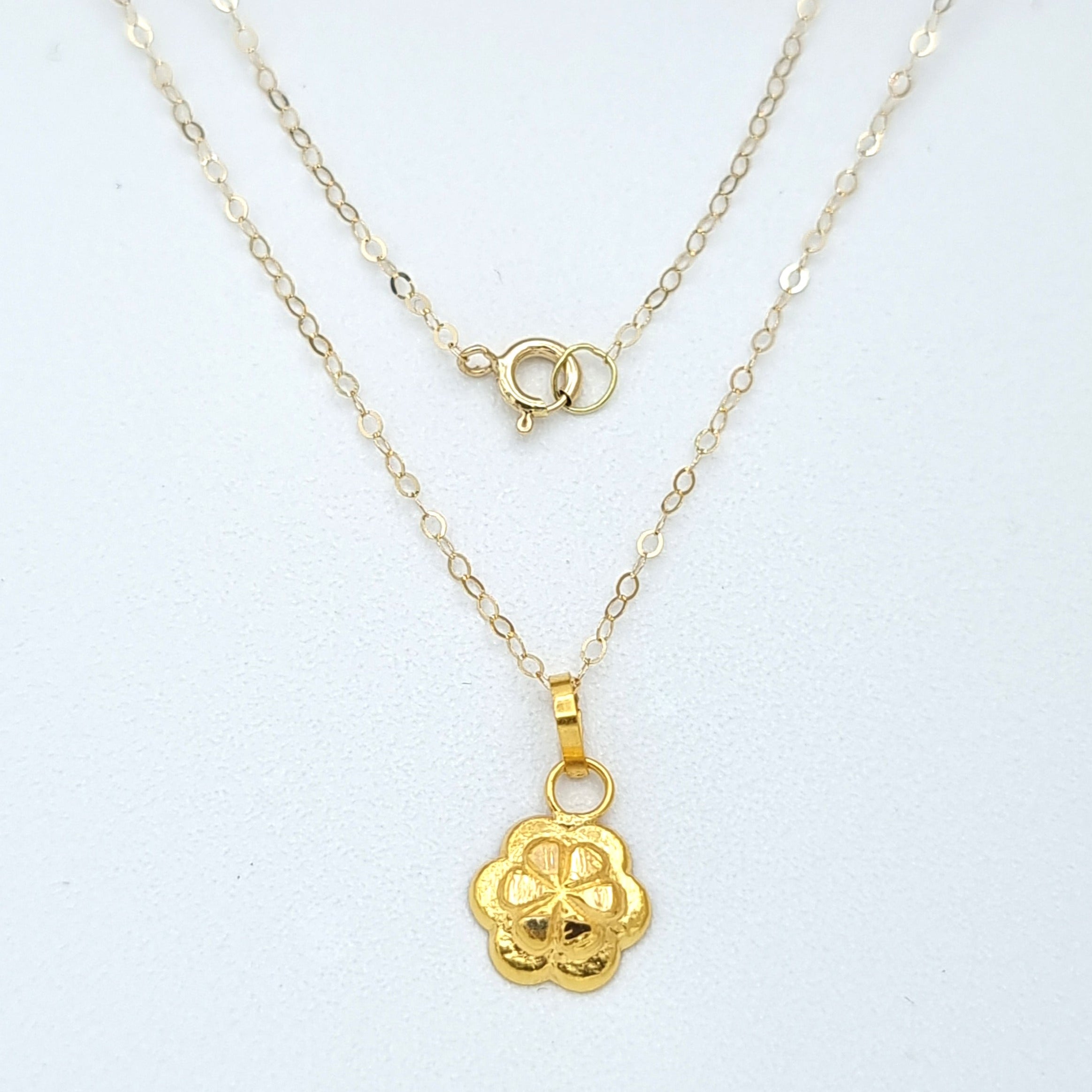 18K Pure Gold Fine Flower Necklace