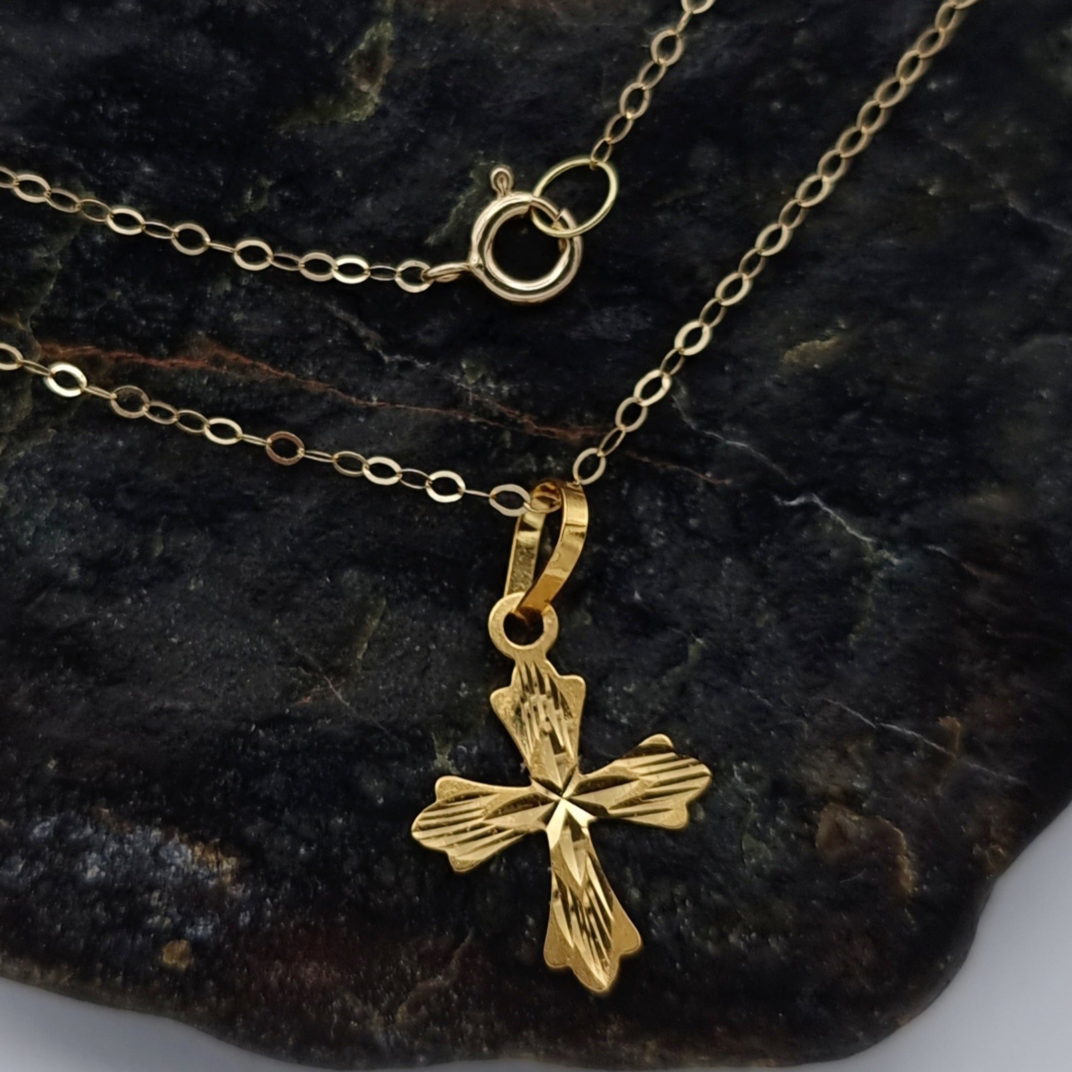 18K Pure Gold Cross Necklace